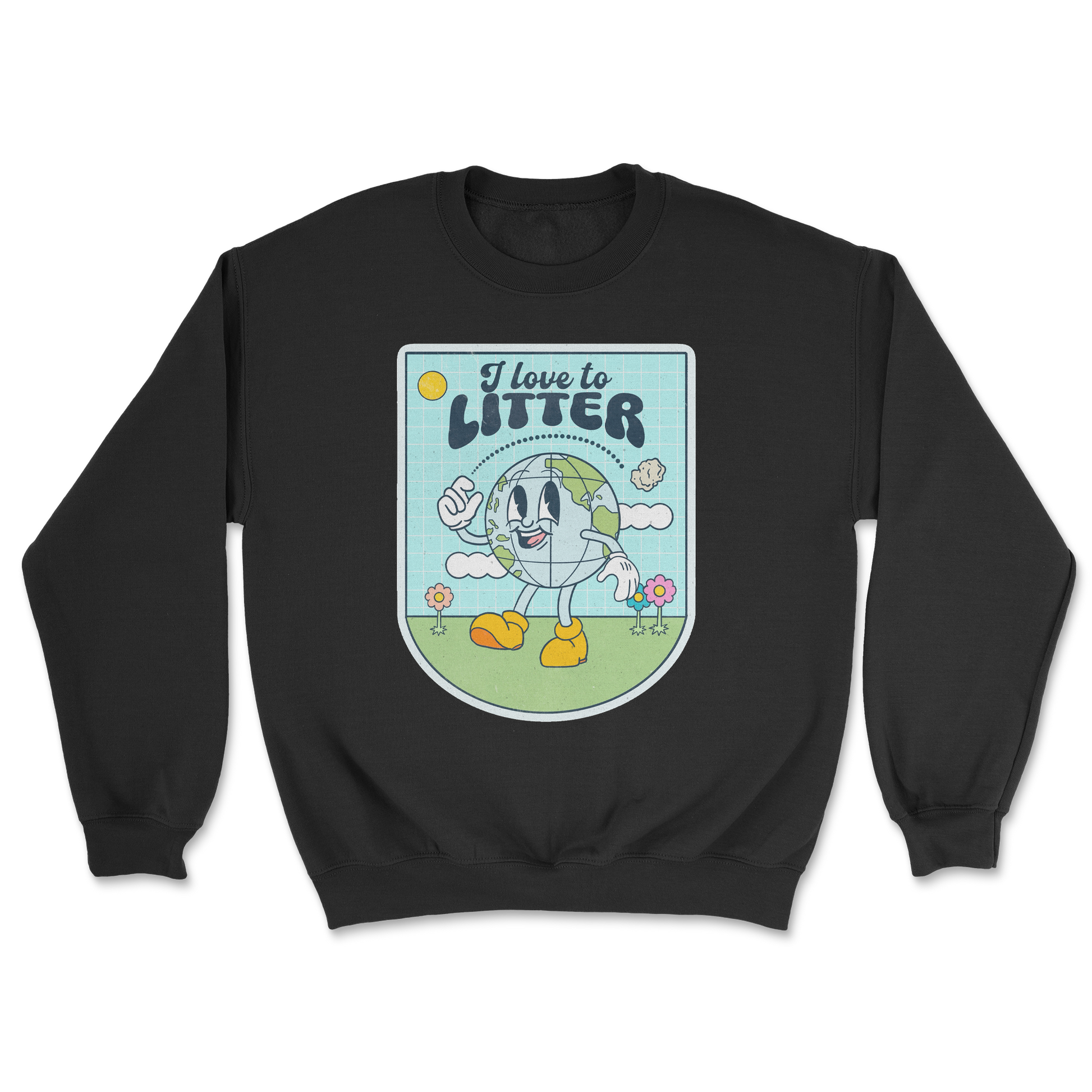 Heavy Blend Crew Neck Earth Day in Black