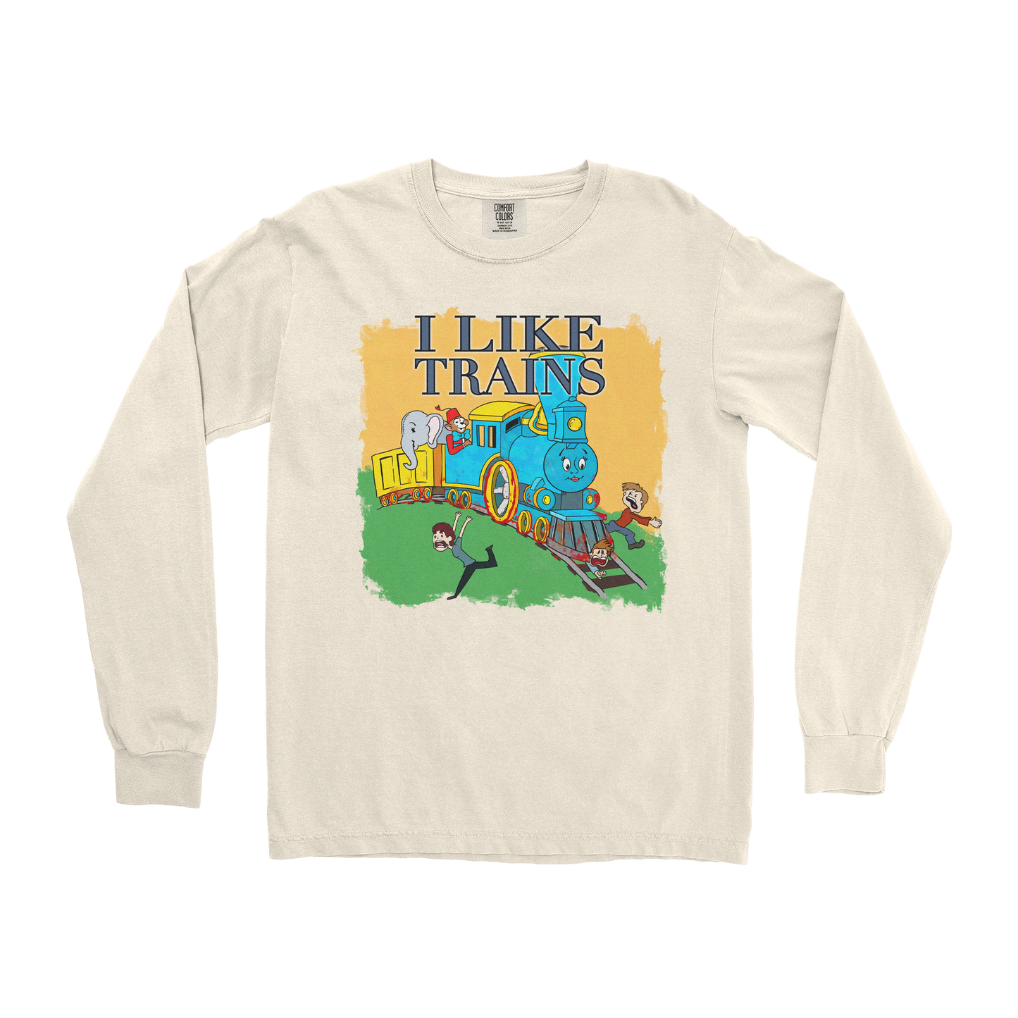 Comfort Colors Long Sleeve I Like Trains in Ivory