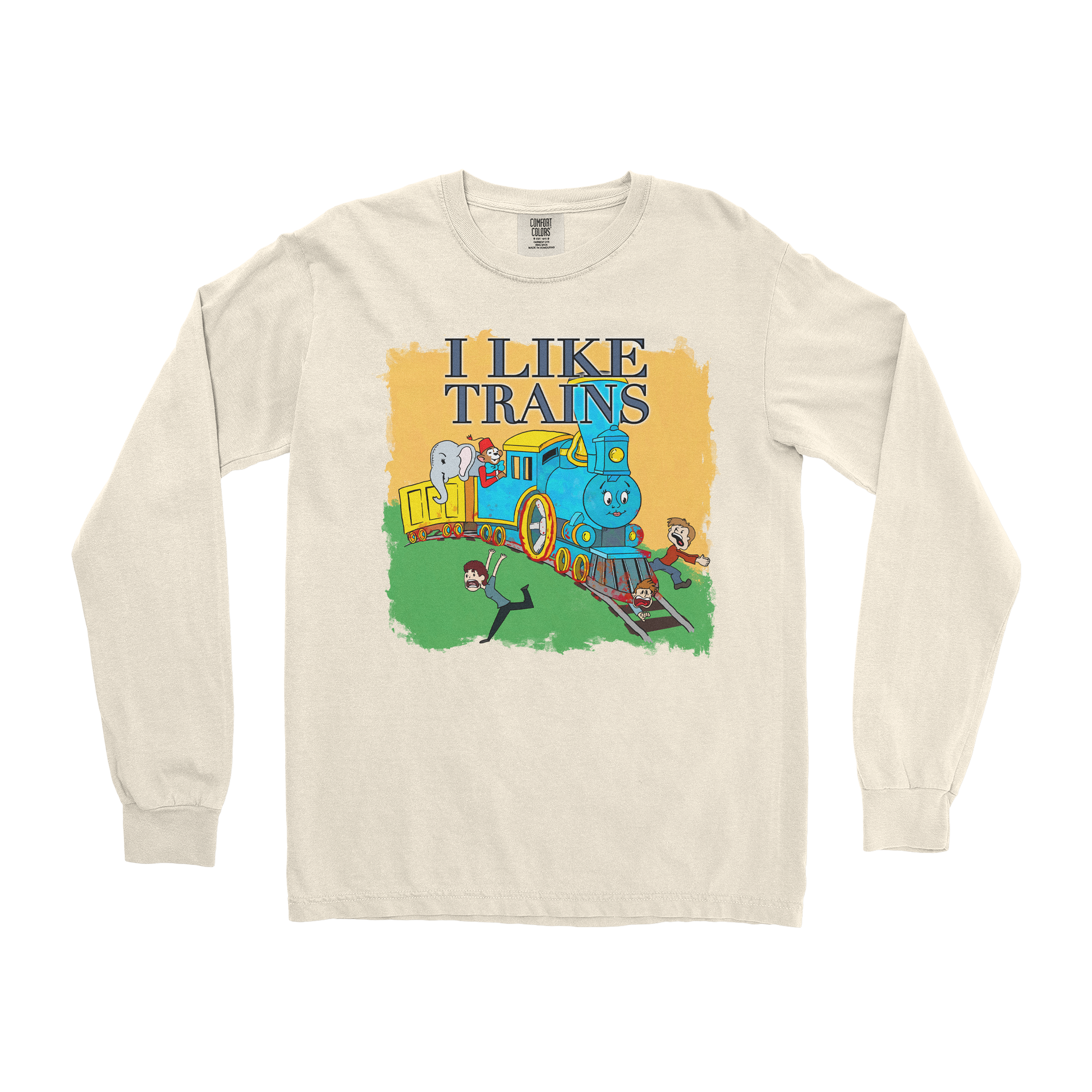 Comfort Colors Long Sleeve I Like Trains in Ivory