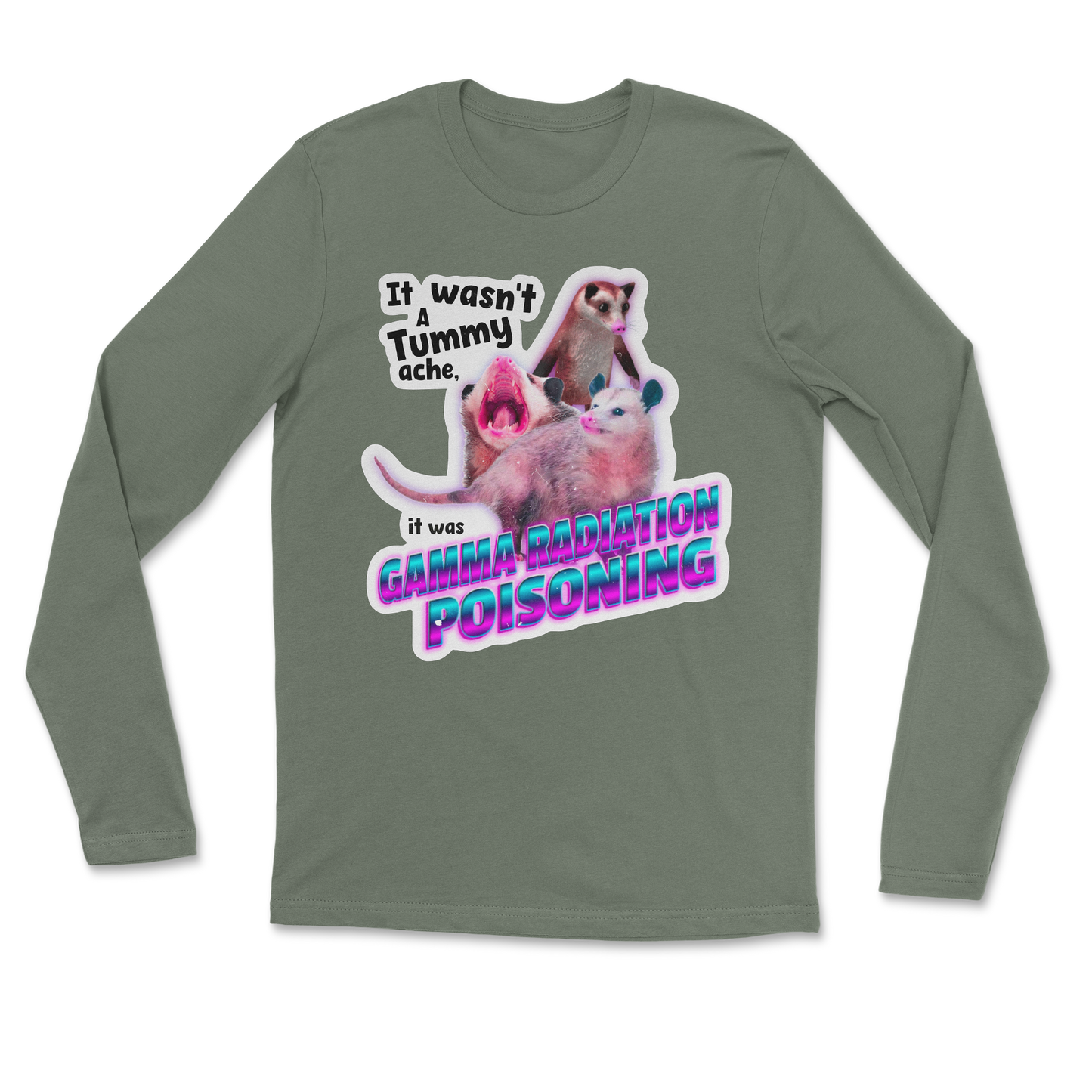 The Nice Shirt Long Sleeve Possum Radiation in Military-Green