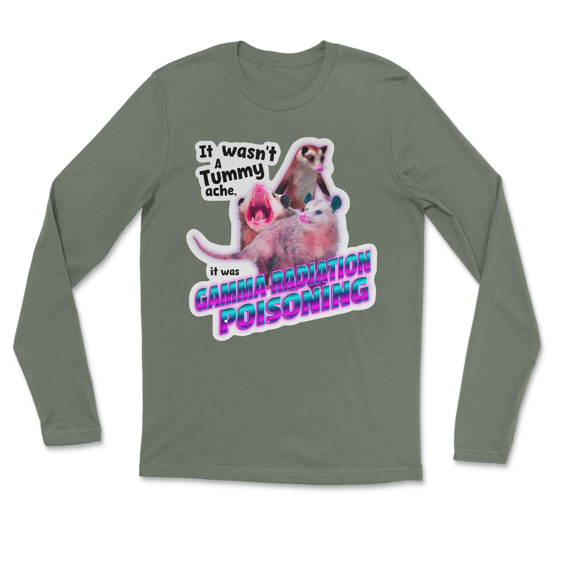 The Nice Shirt Long Sleeve Possum Radiation  in Military-Green