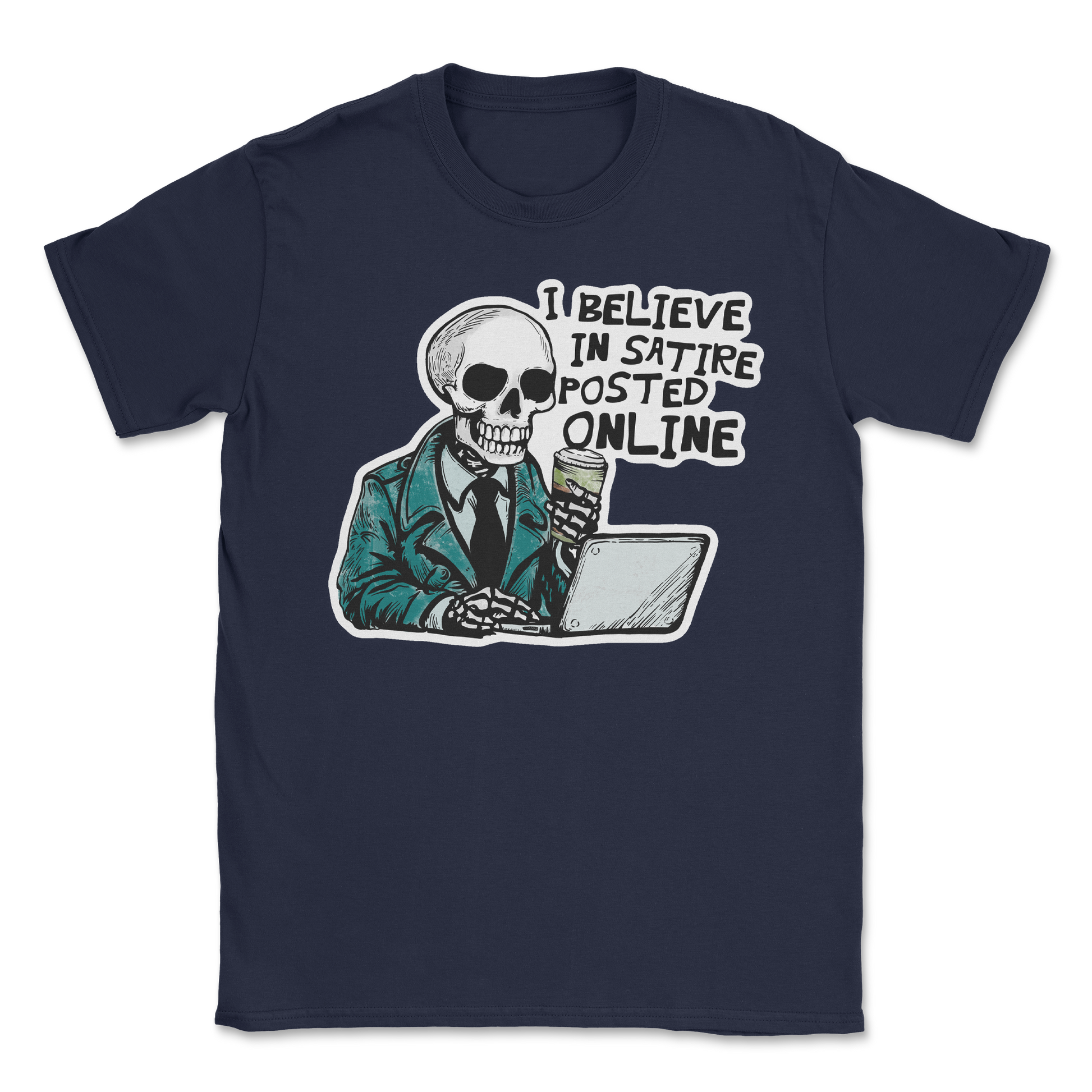 Heavy Blend T-Shirt Believe in Satire in Navy