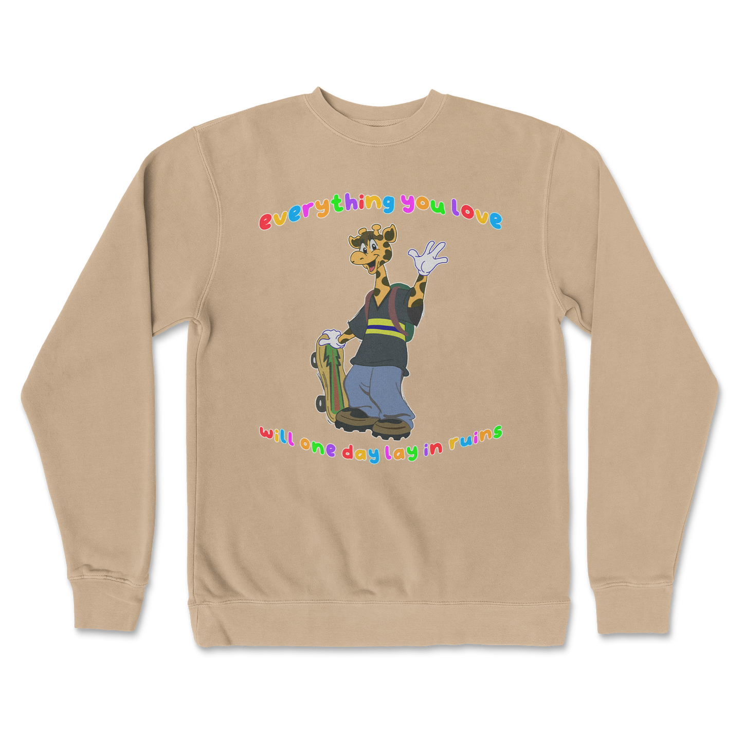 Independent Clothing Co. Crew Neck Jerry the Giraffe in Sandstone