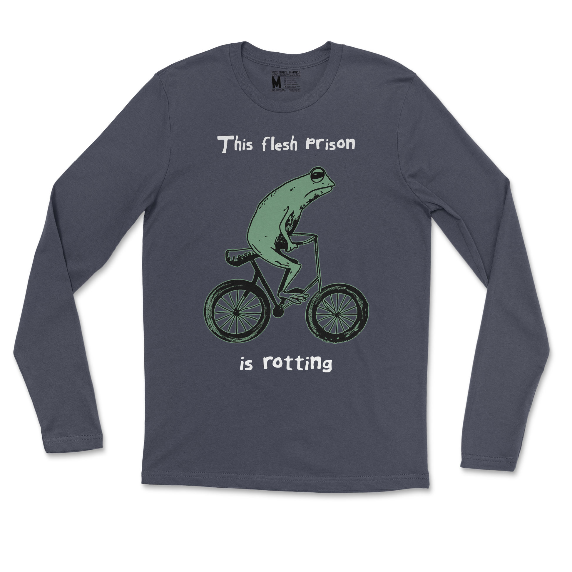 Gildan SoftStyle Long Sleeve Flesh Prison  in Navy