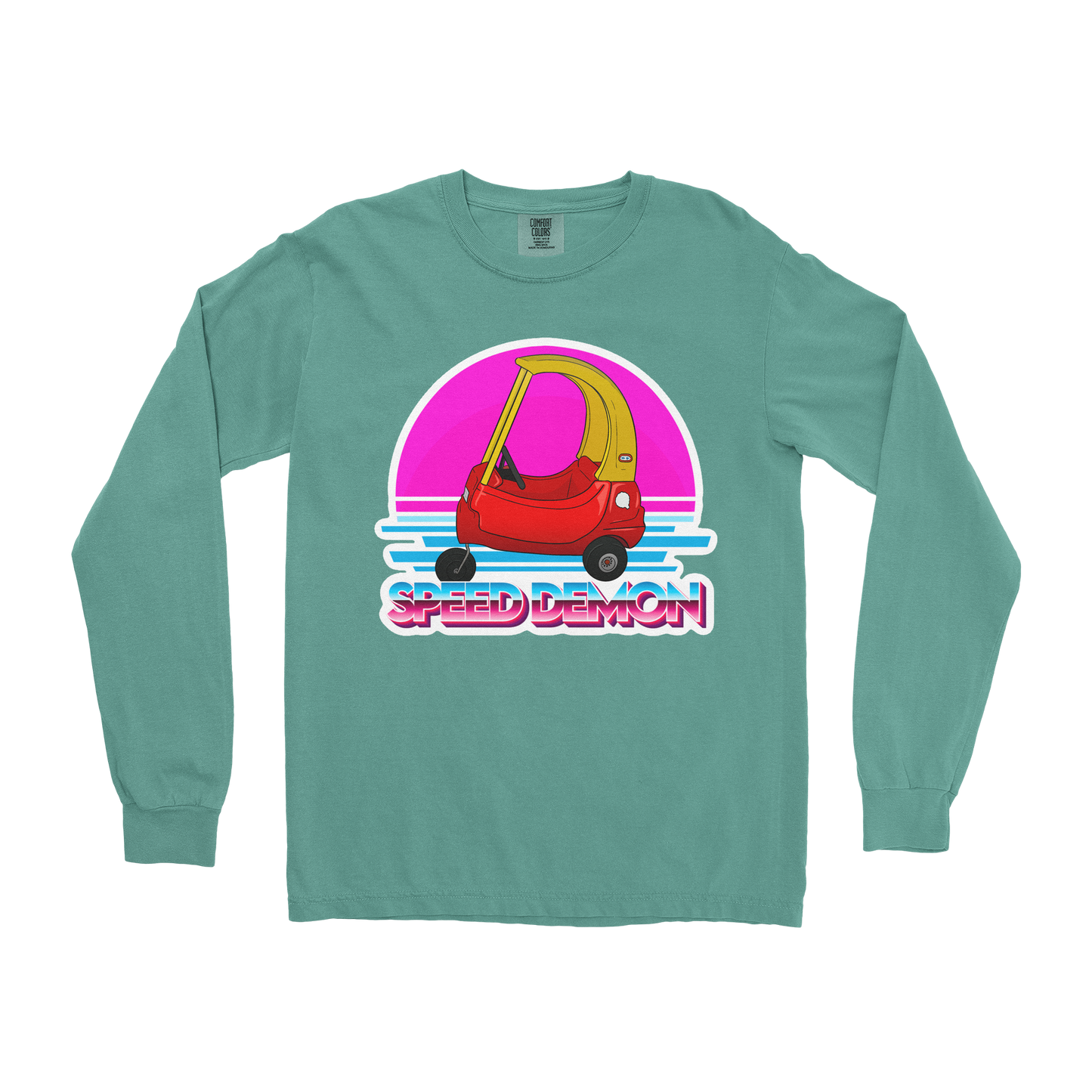 Comfort Colors Long Sleeve Speed Demon in Light-Green