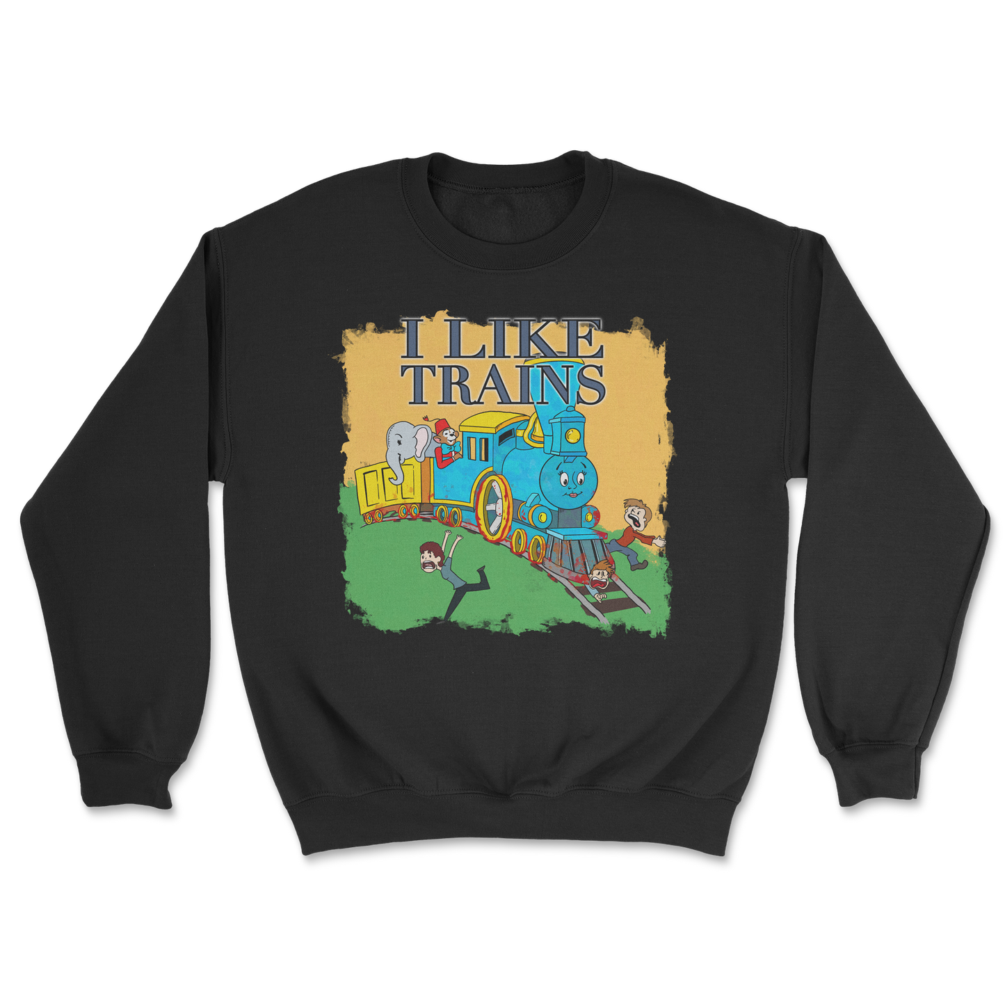 Heavy Blend Crew Neck I Like Trains in Black