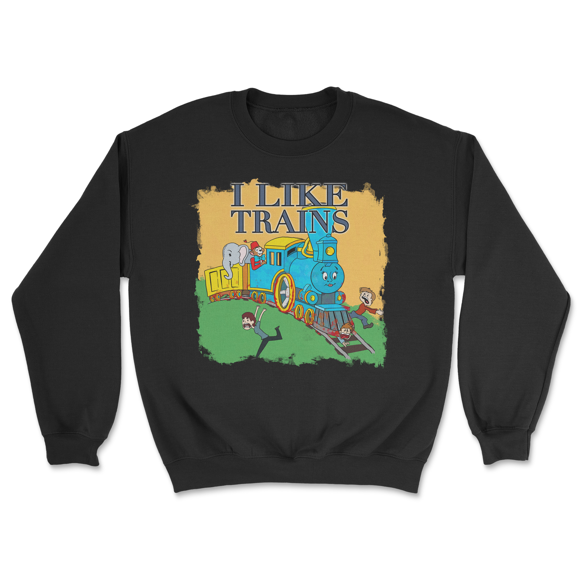 Heavy Blend Crew Neck I Like Trains in Black