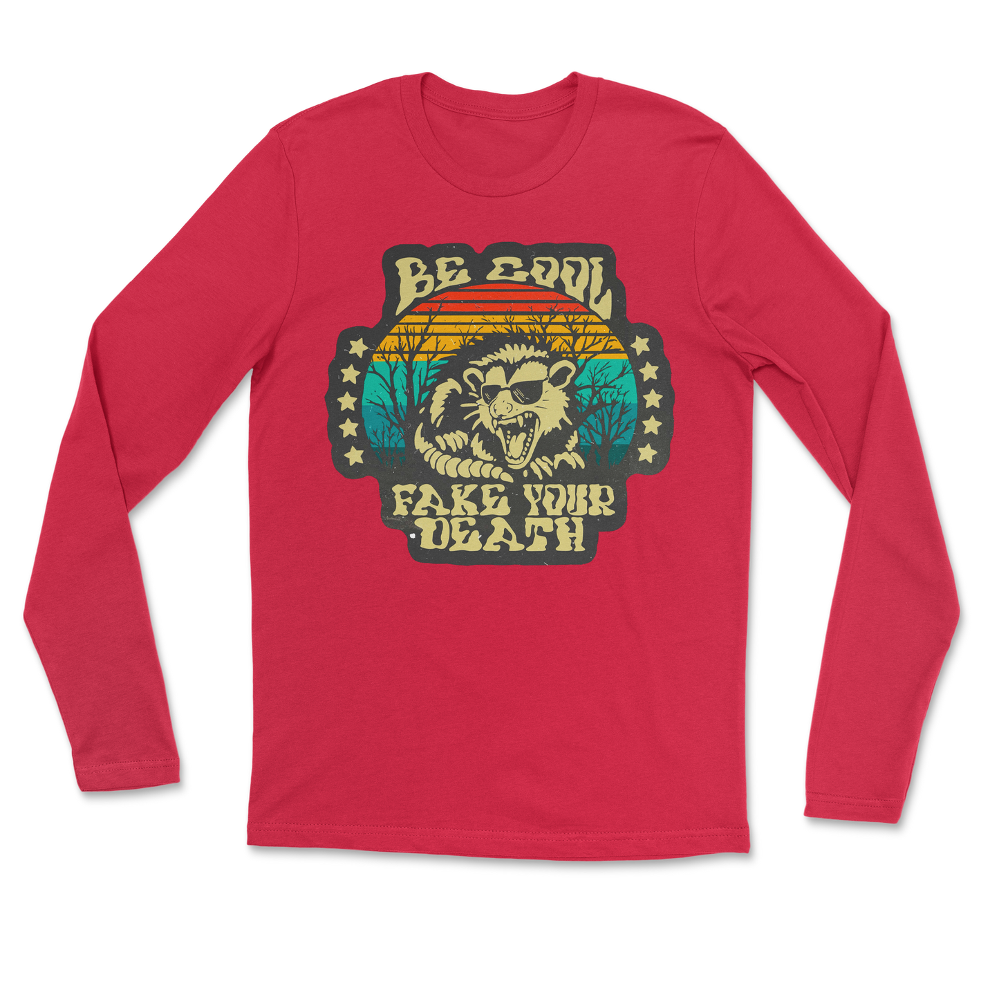 Heavy Blend Long Sleeve Fake Your Death in Red