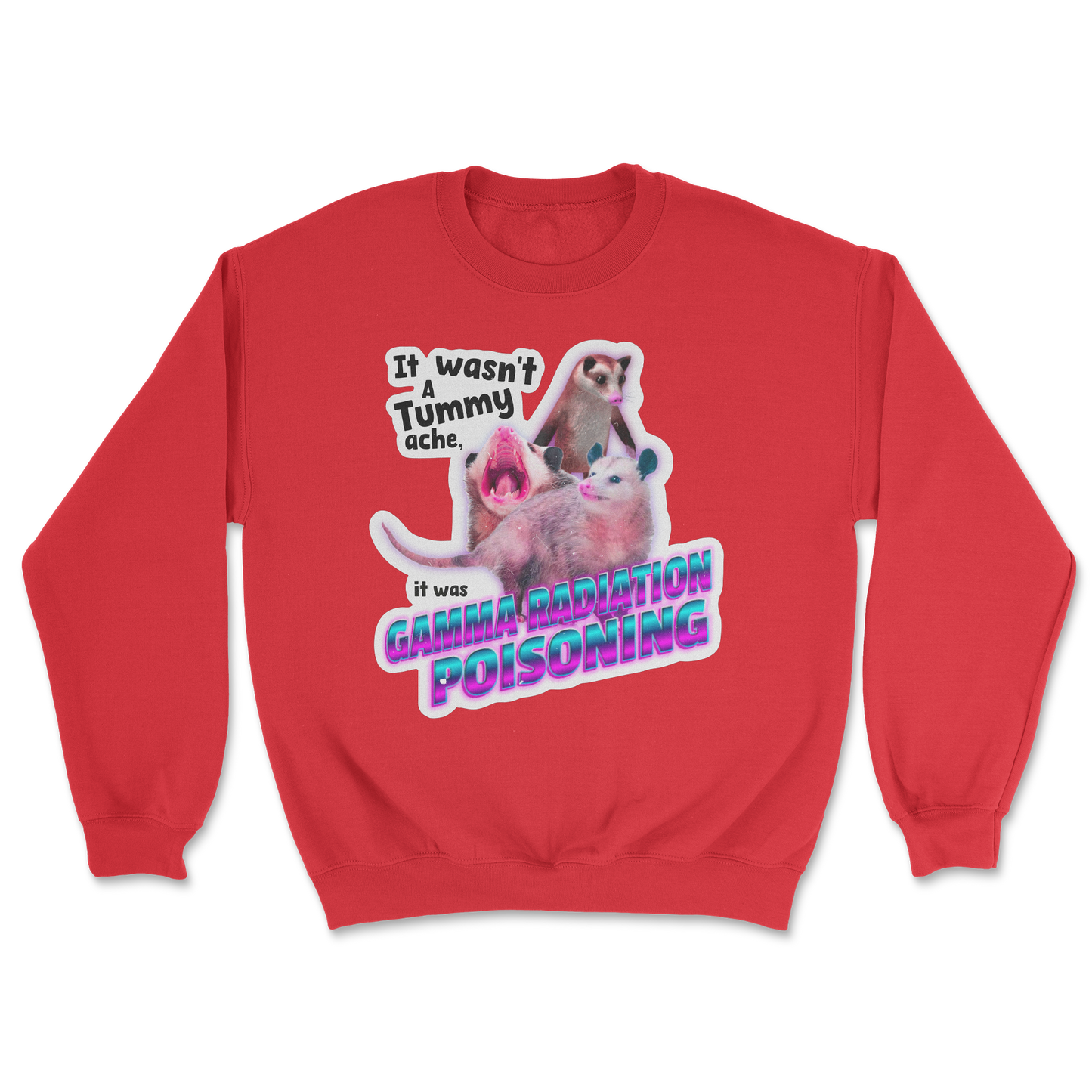 The Nice Shirt Crew Neck Possum Radiation in Red