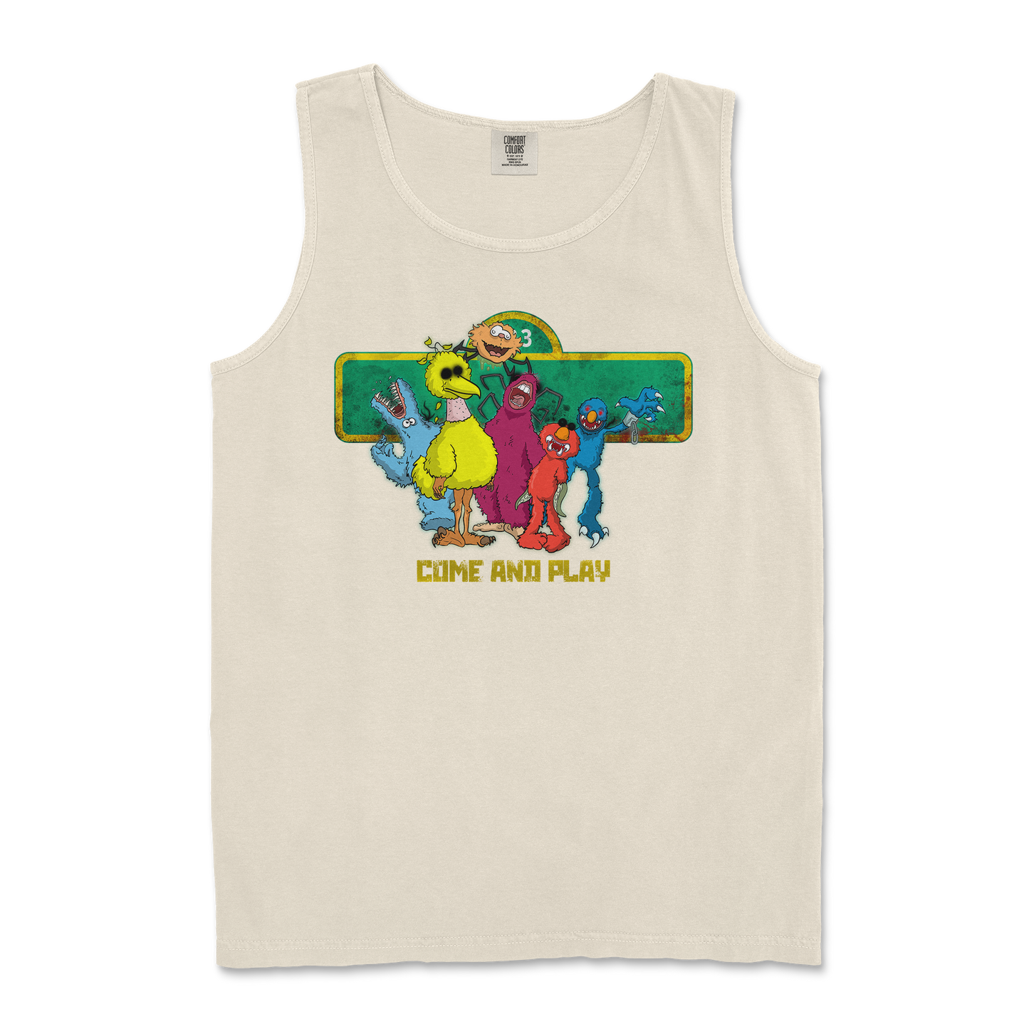Comfort Colors Tank Top Cursed Sesame Street in Ivory