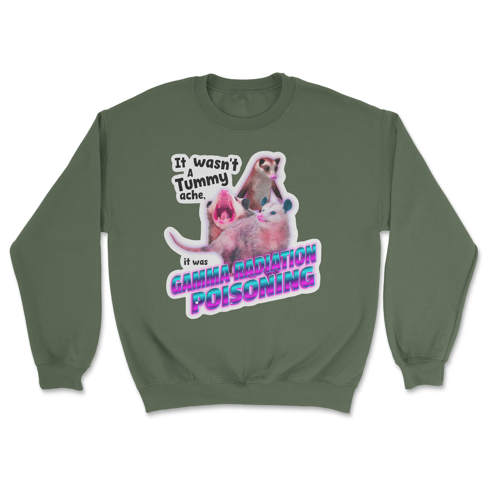 The Nice Shirt Crew Neck Possum Radiation  in Military-Green