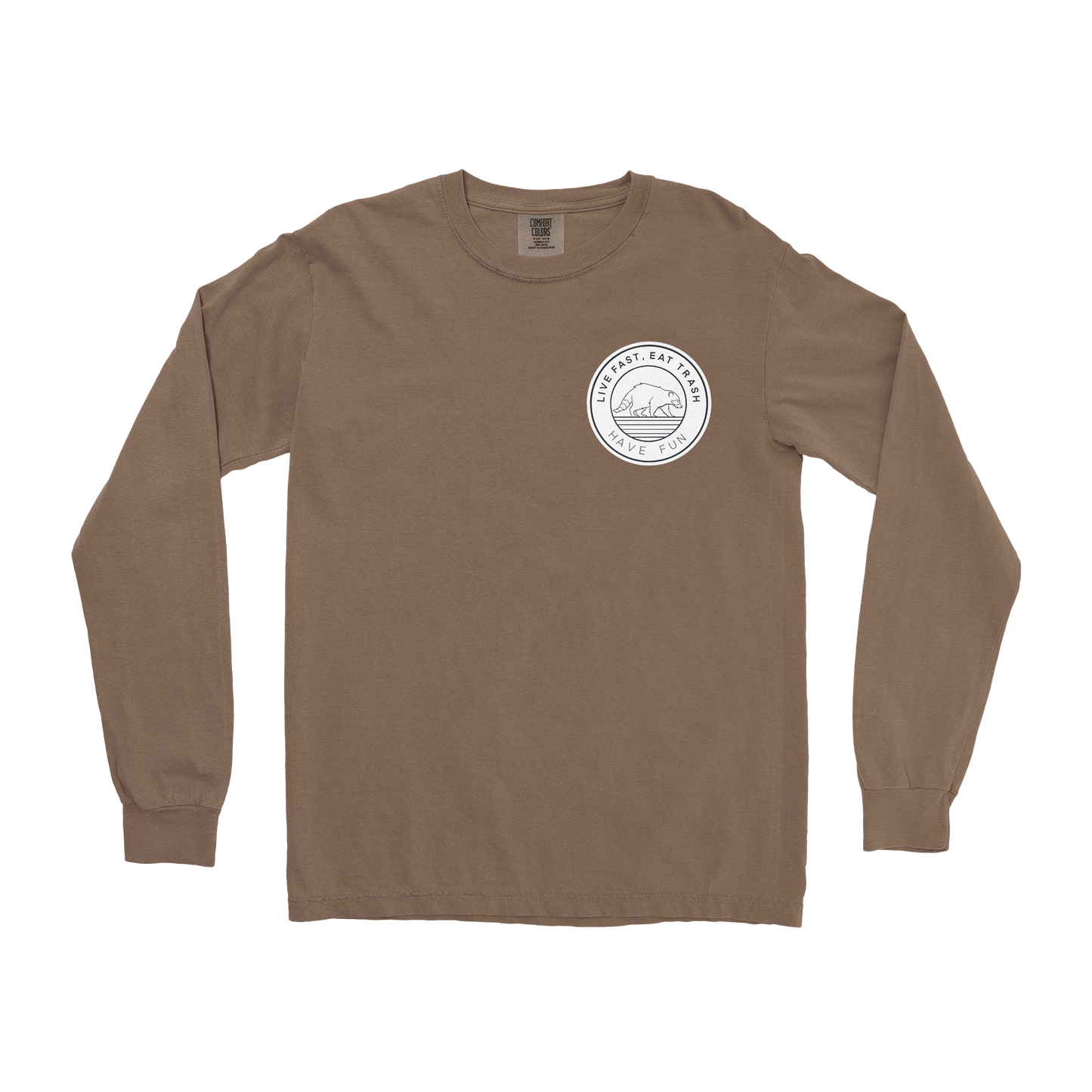 Comfort Colors Long Sleeve Raccoon Logo  in Espresso