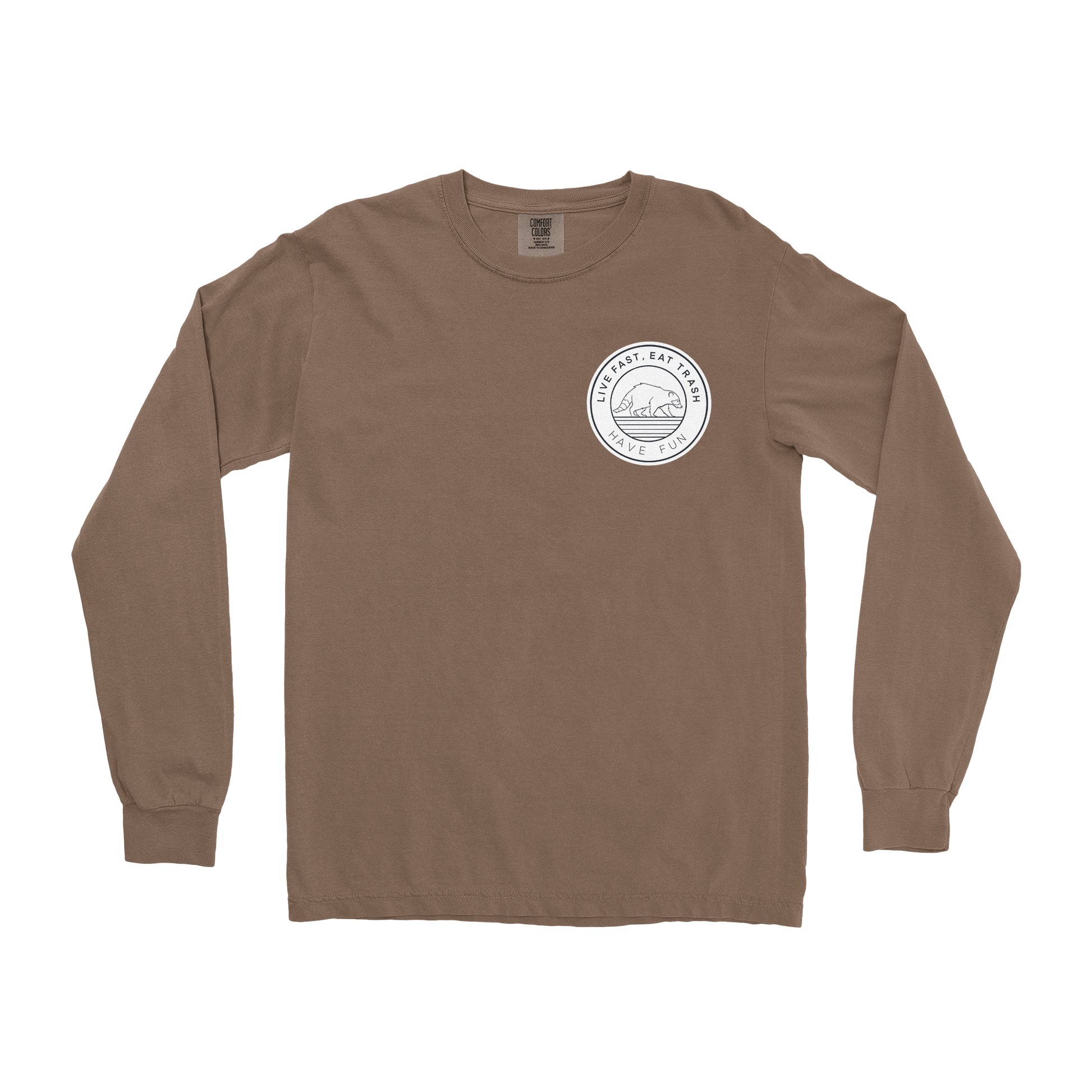 Comfort Colors Long Sleeve Raccoon Logo  in Espresso