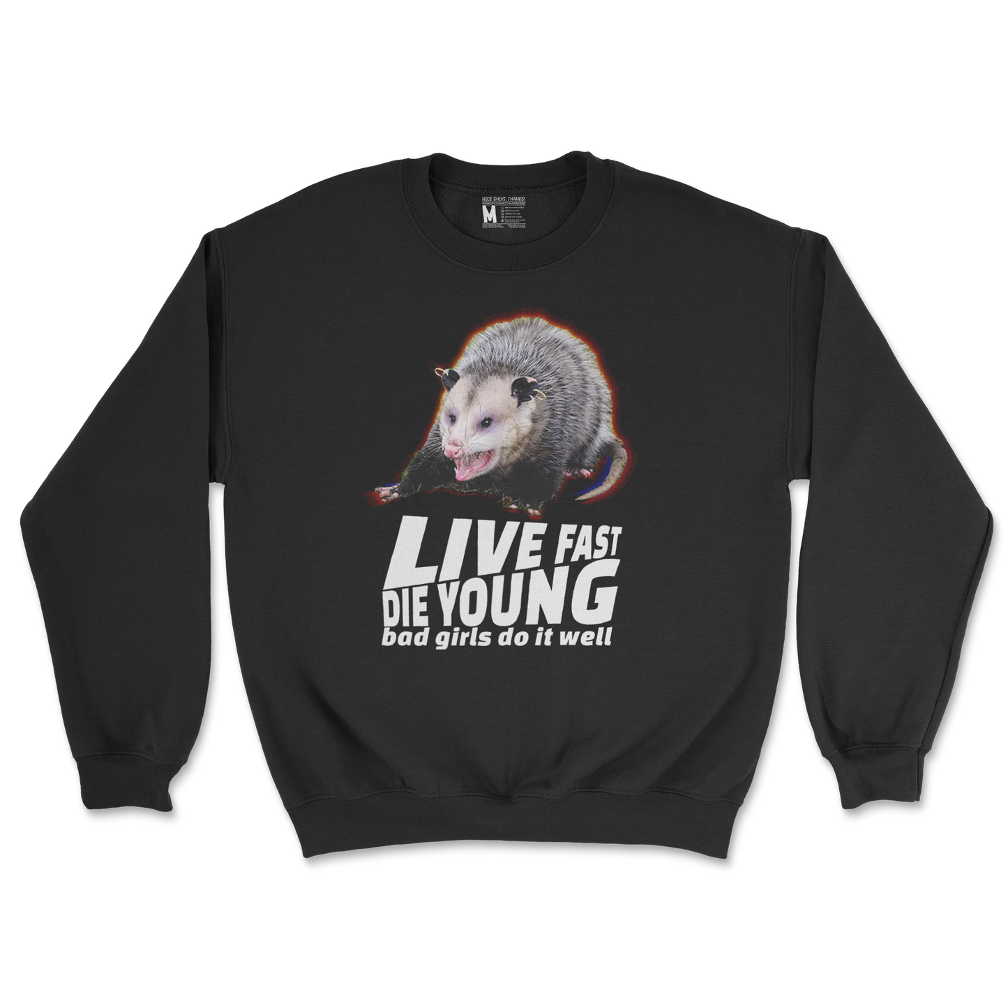Gildan SoftStyle Crew Neck Live Fast Die Young in Black