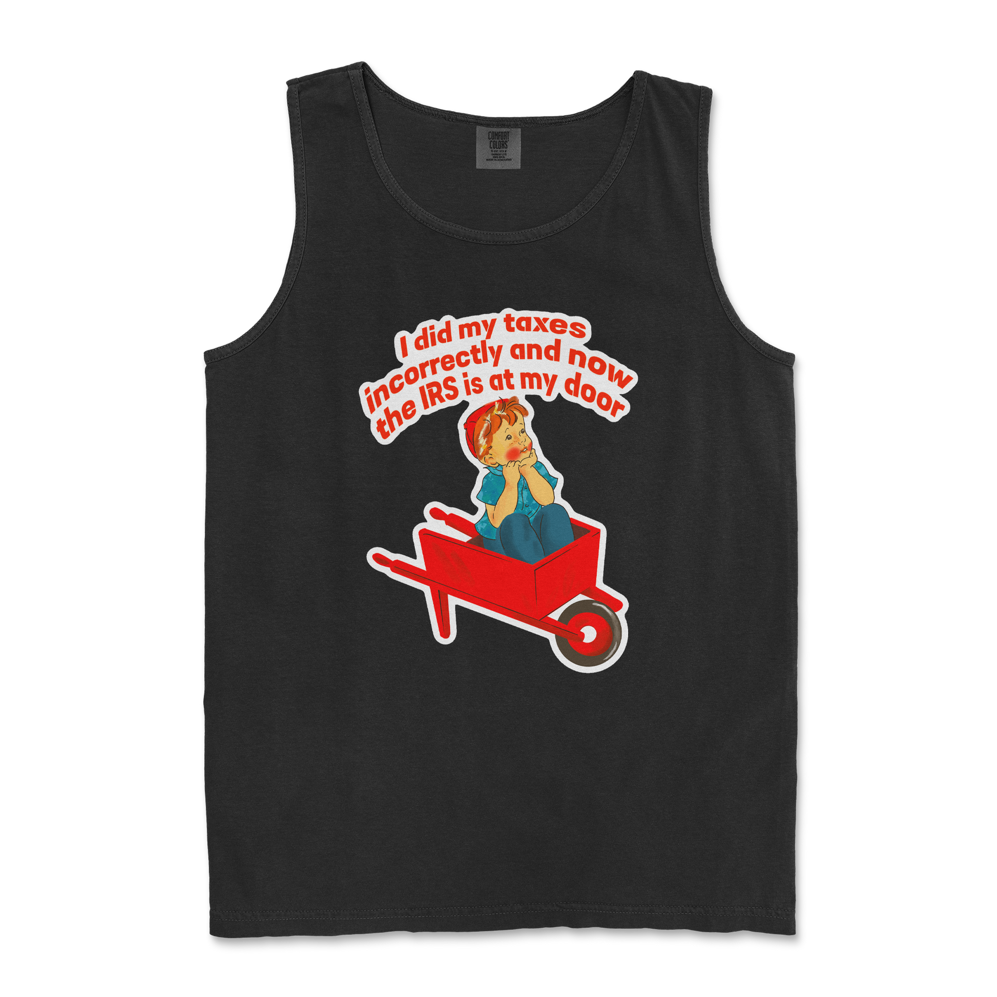 Comfort Colors Tank Top Here Comes the IRS in Black