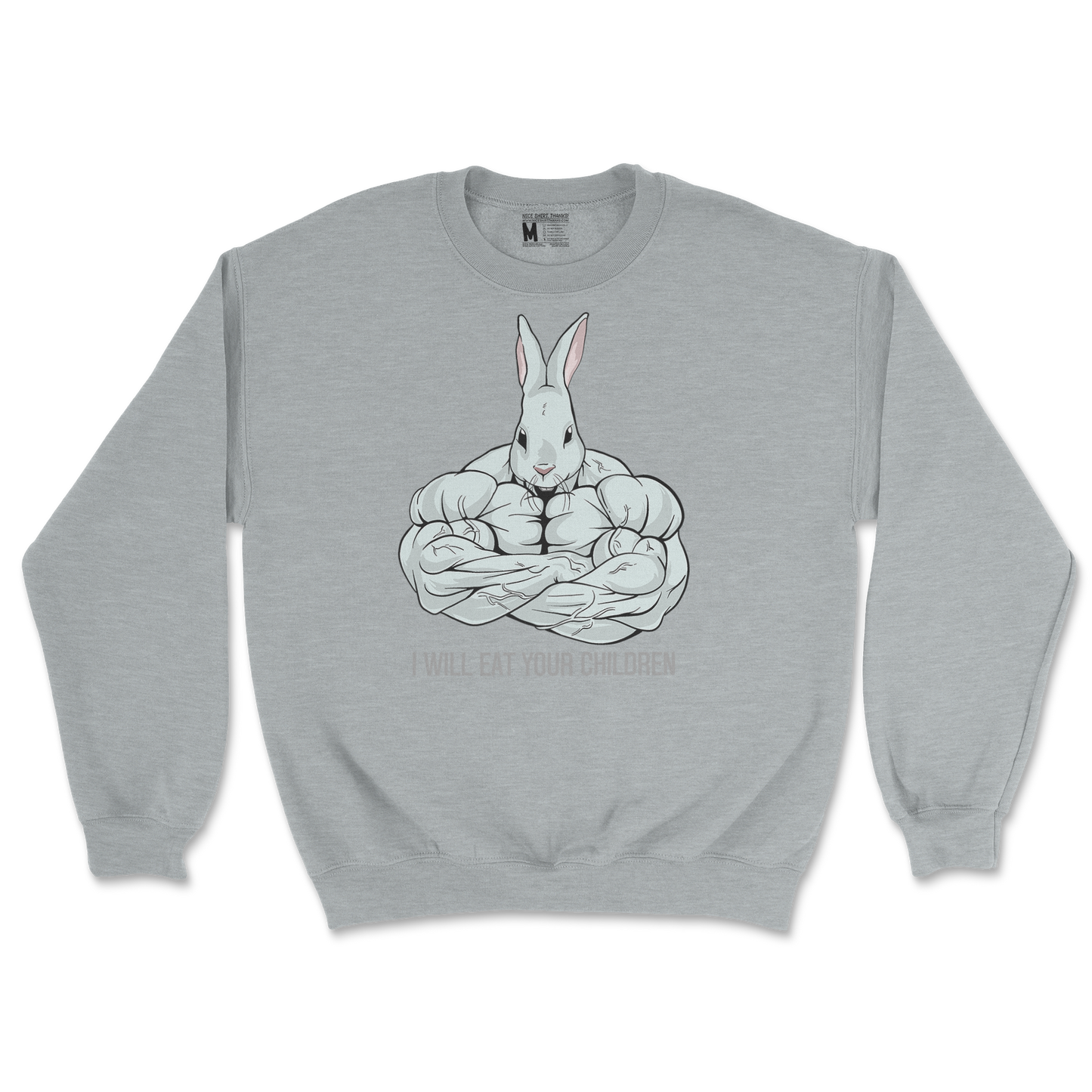 Gildan SoftStyle Crew Neck Scary Rabbit in Sports Grey