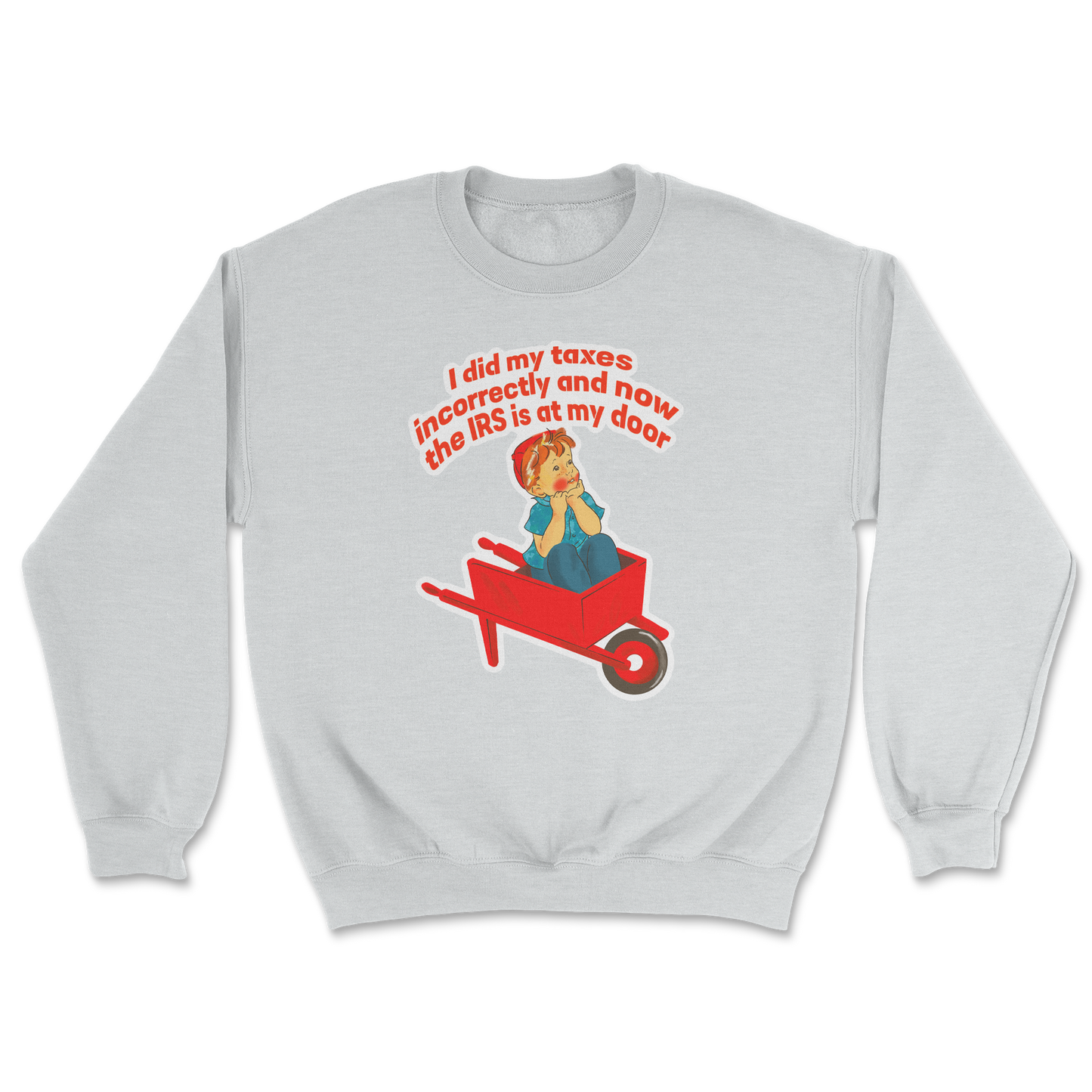 Heavy Blend Crew Neck Here Comes the IRS in Sports Grey