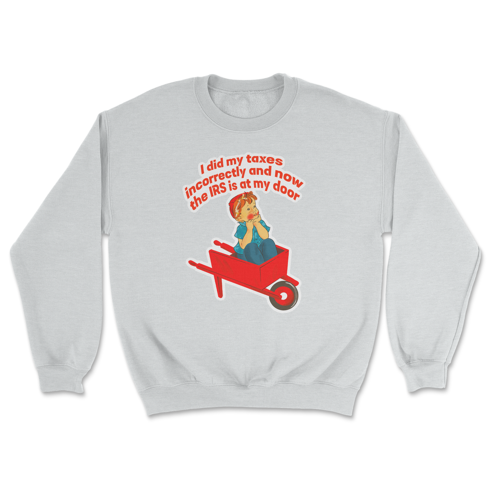 Heavy Blend Crew Neck Here Comes the IRS in Sports Grey