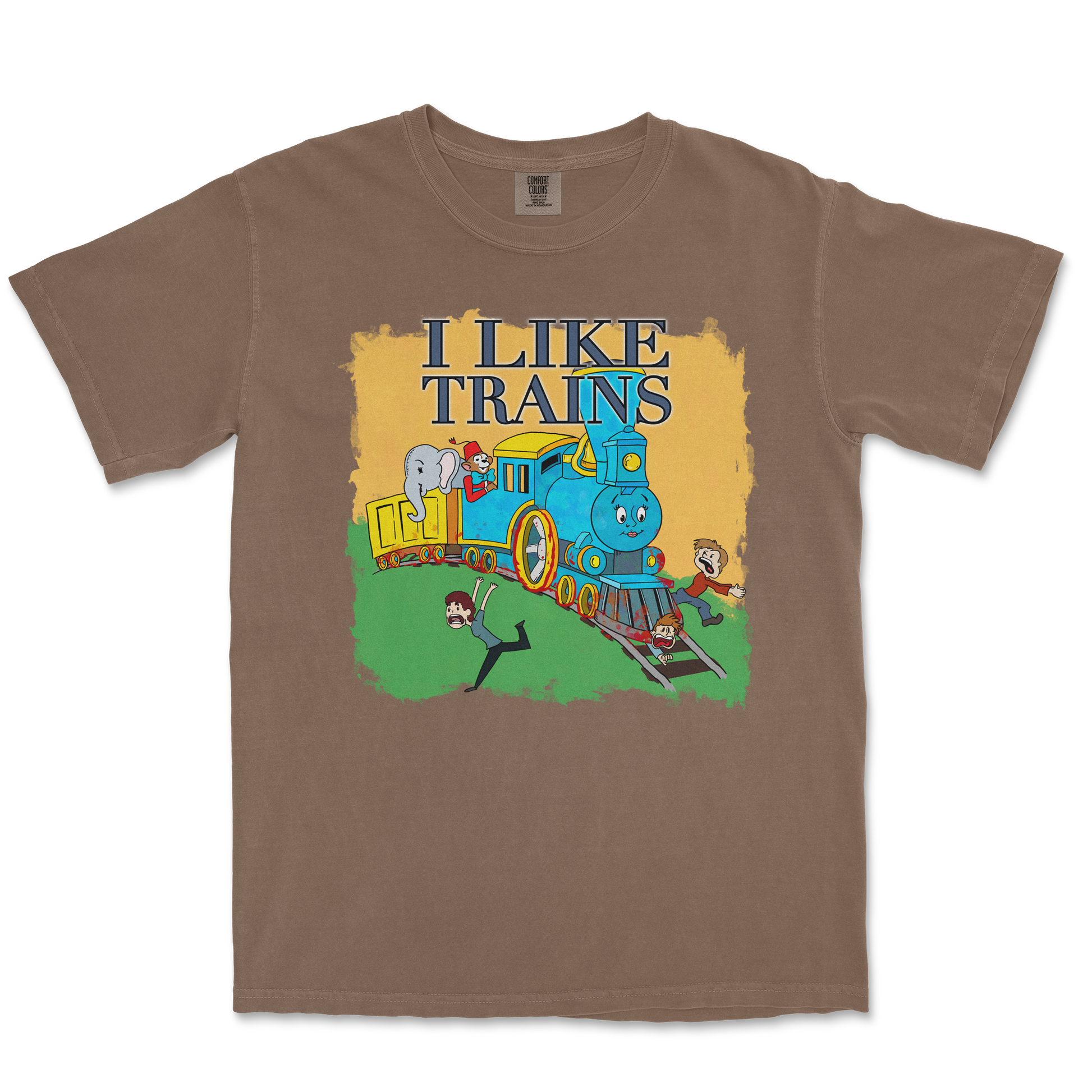 Comfort Colors T-Shirt I Like Trains in Espresso
