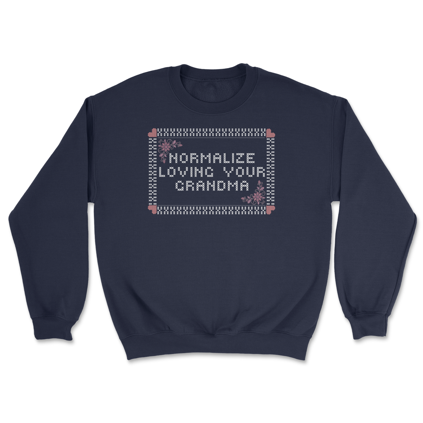 Heavy Blend Crew Neck Cross Stitch in Navy