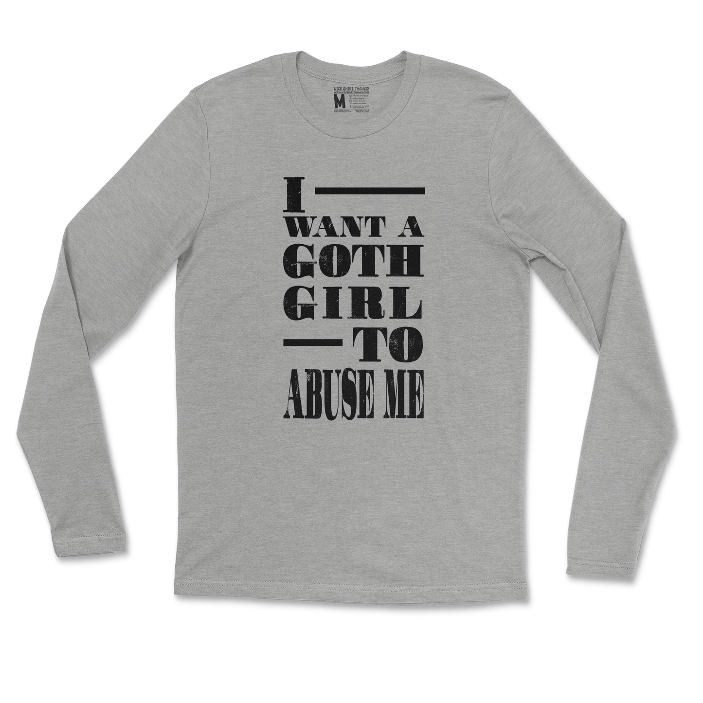 Gildan SoftStyle Long Sleeve I Want A Goth GF in SportsGrey