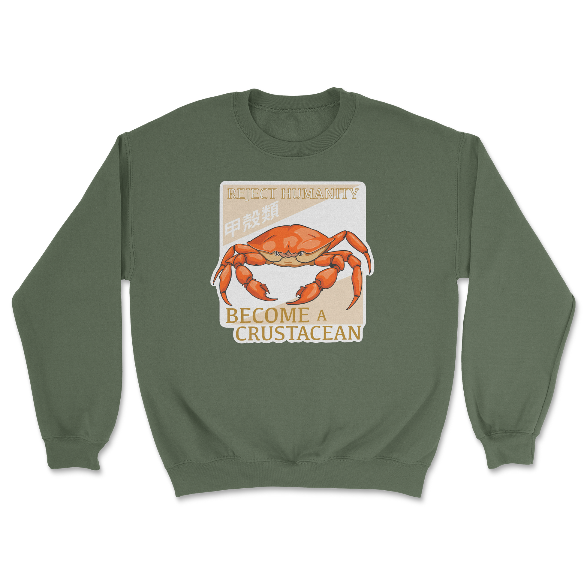 Heavy Blend Crew Neck Embrace the Crab in Military Green