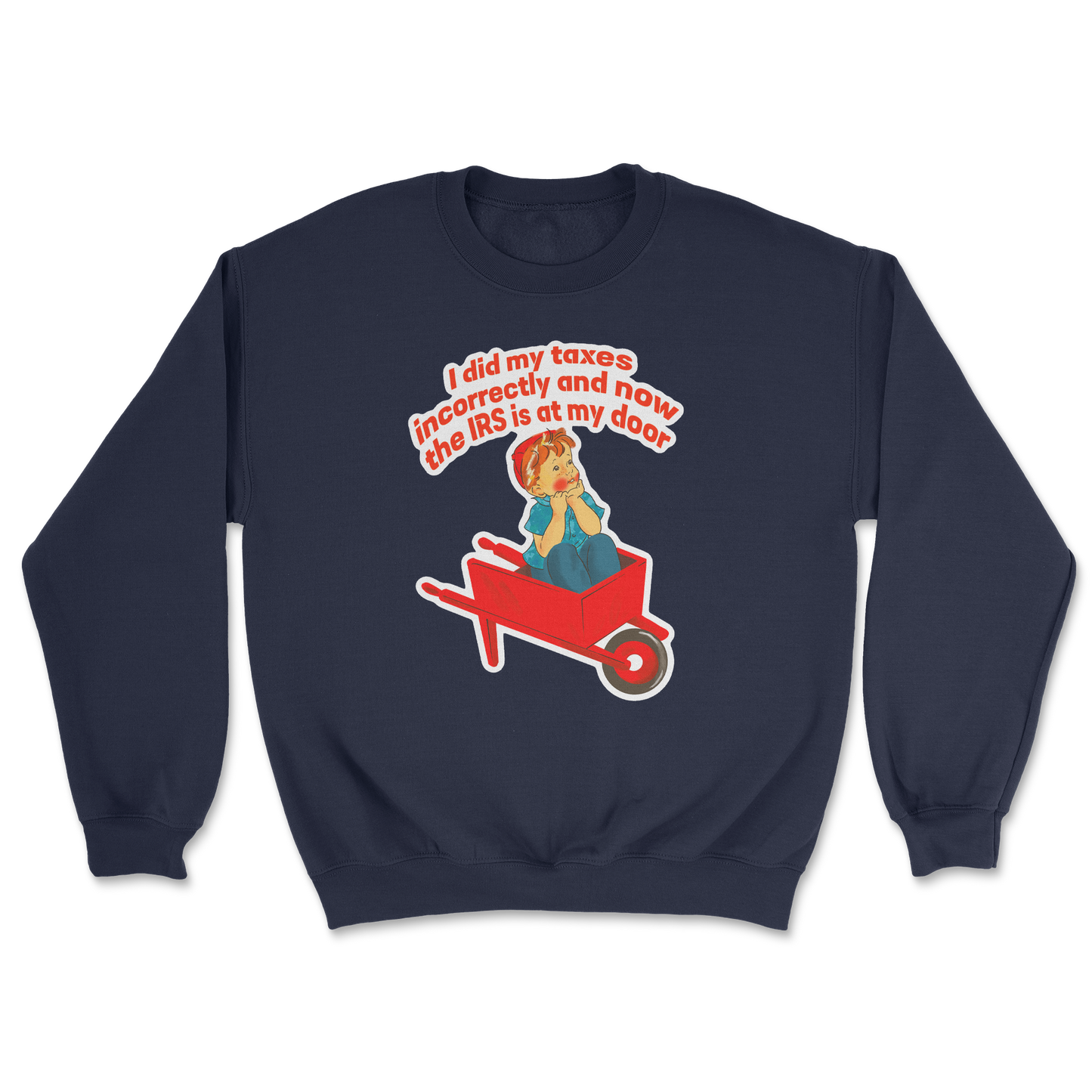 Heavy Blend Crew Neck Here Comes the IRS in Navy
