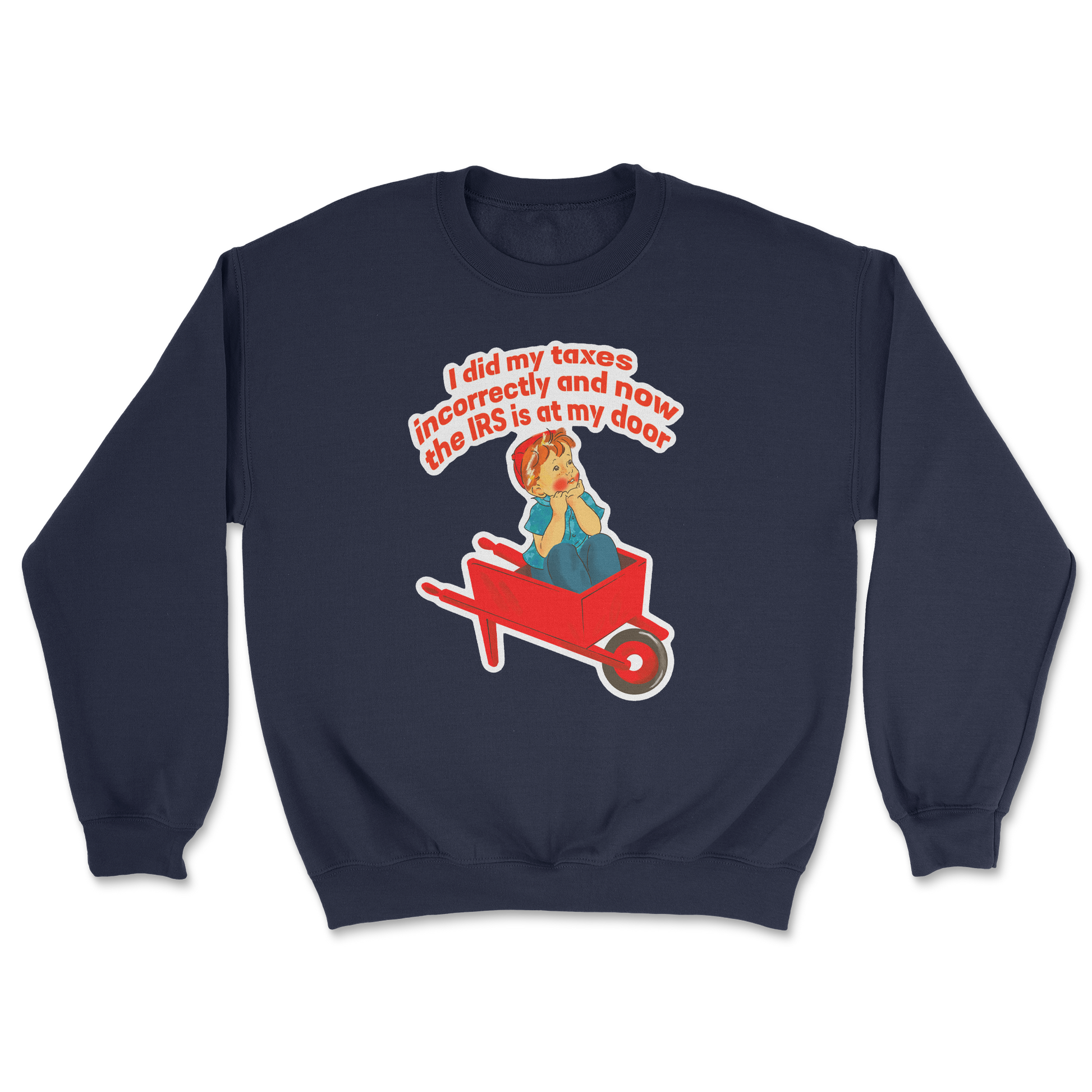 Heavy Blend Crew Neck Here Comes the IRS in Navy