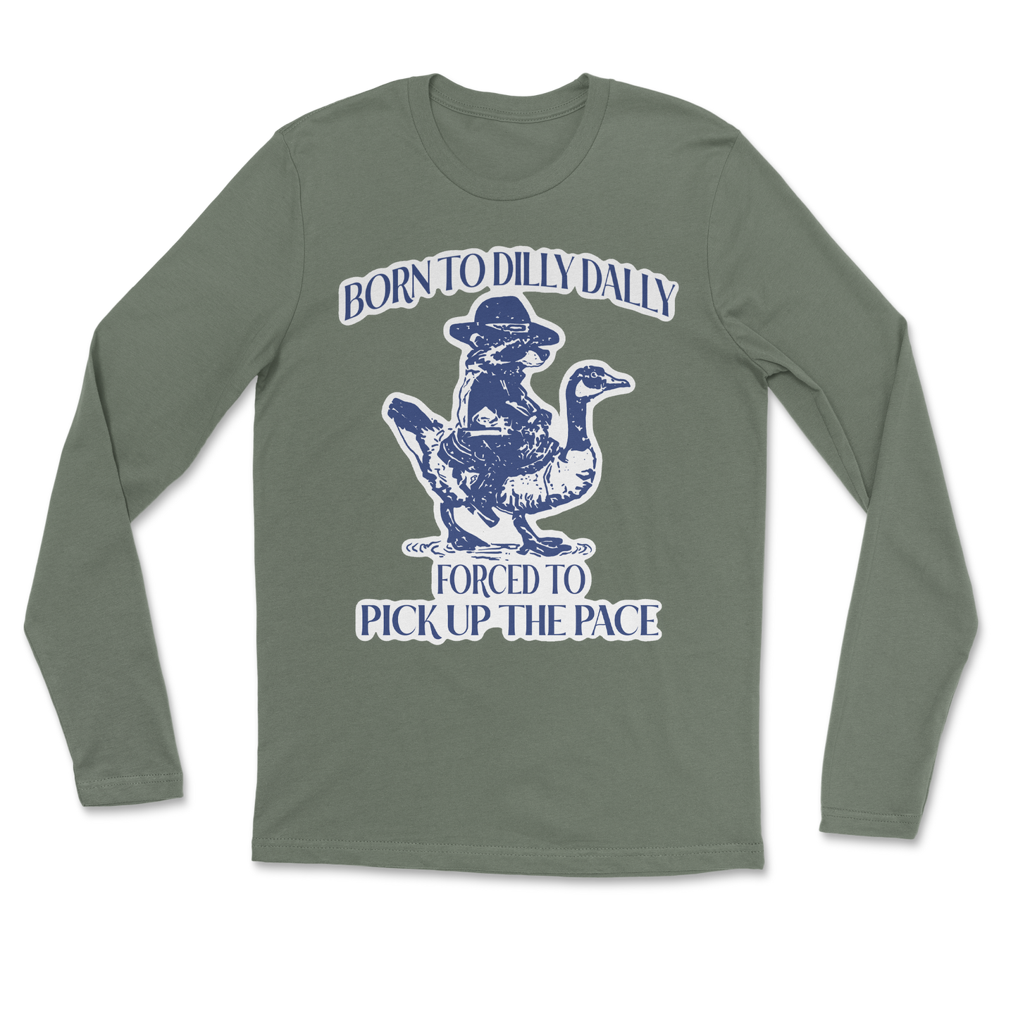 Heavy Blend Long Sleeve Dilly Dally in Military-Green