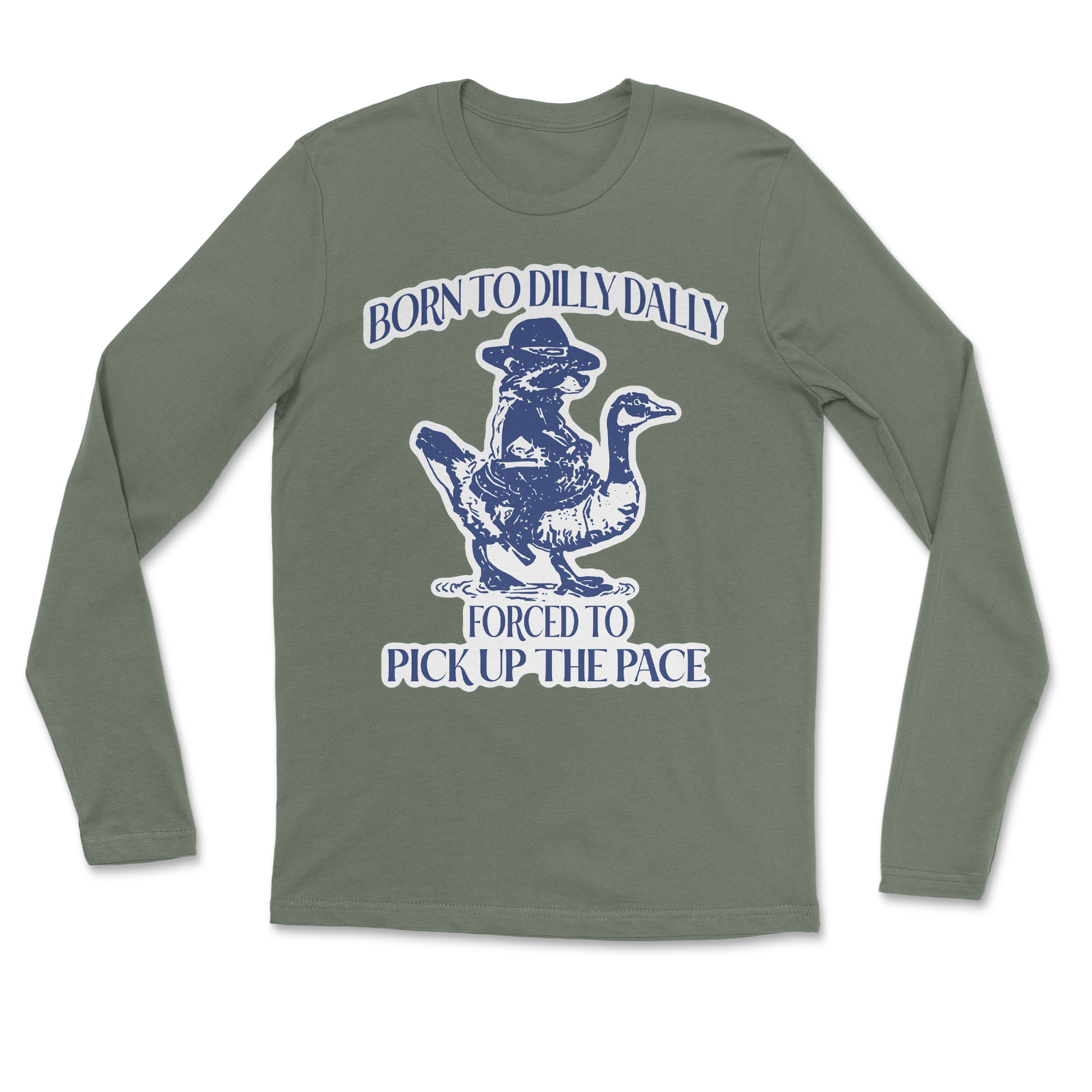 Heavy Blend Long Sleeve Dilly Dally  in Military-Green