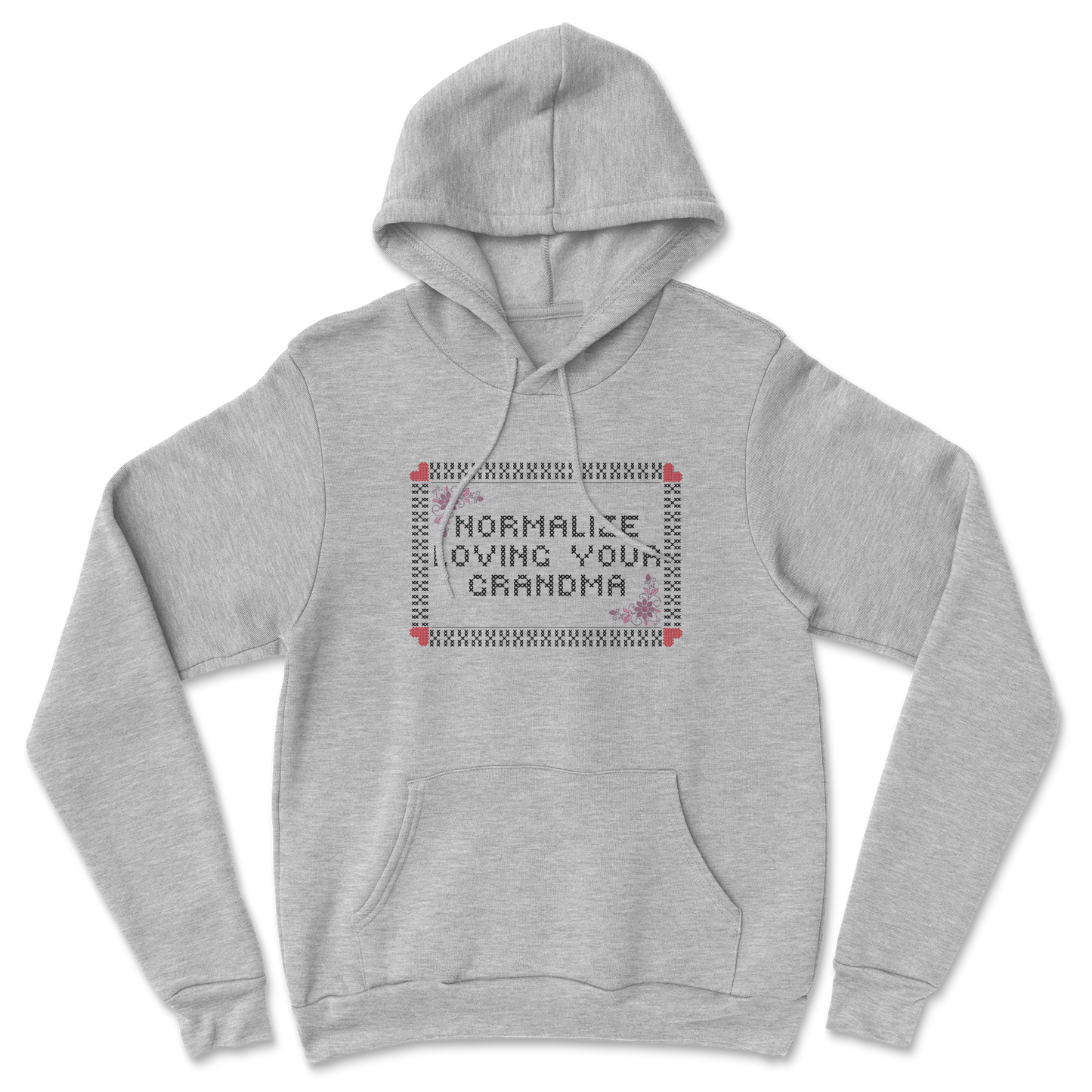 Heavy Blend Hoodie Cross Stitch in Grey Heather