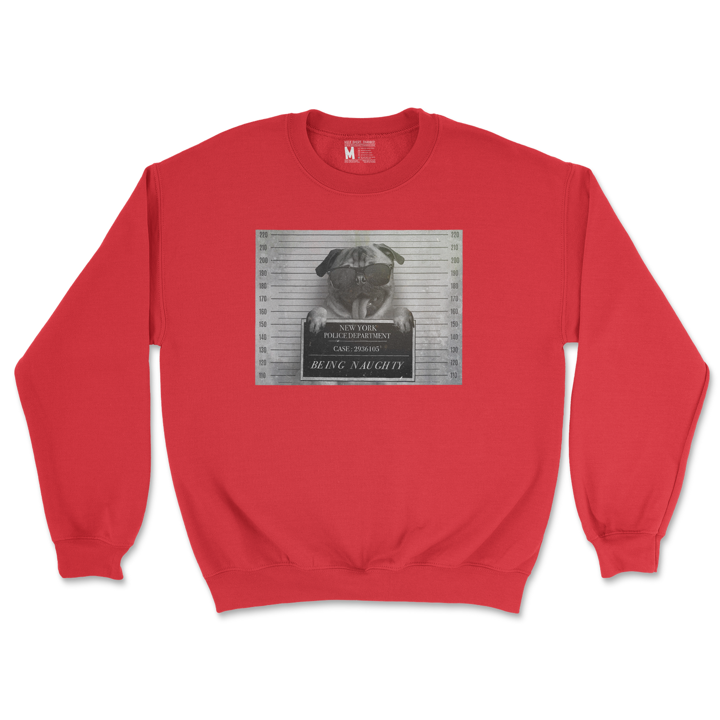 Gildan SoftStyle Crew Neck Naughty Pug in Red