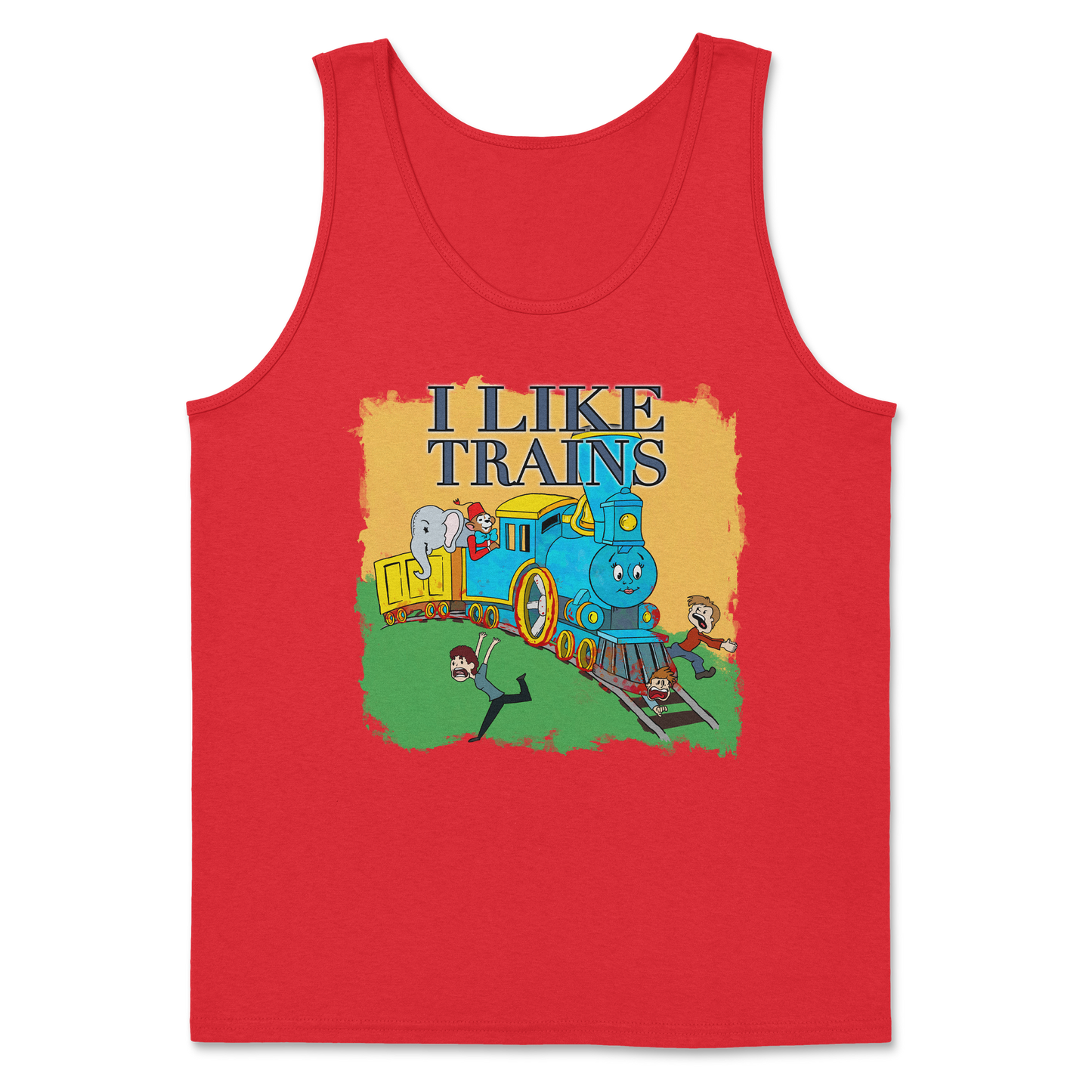 Heavy Blend Tank Top I Like Trains in Red