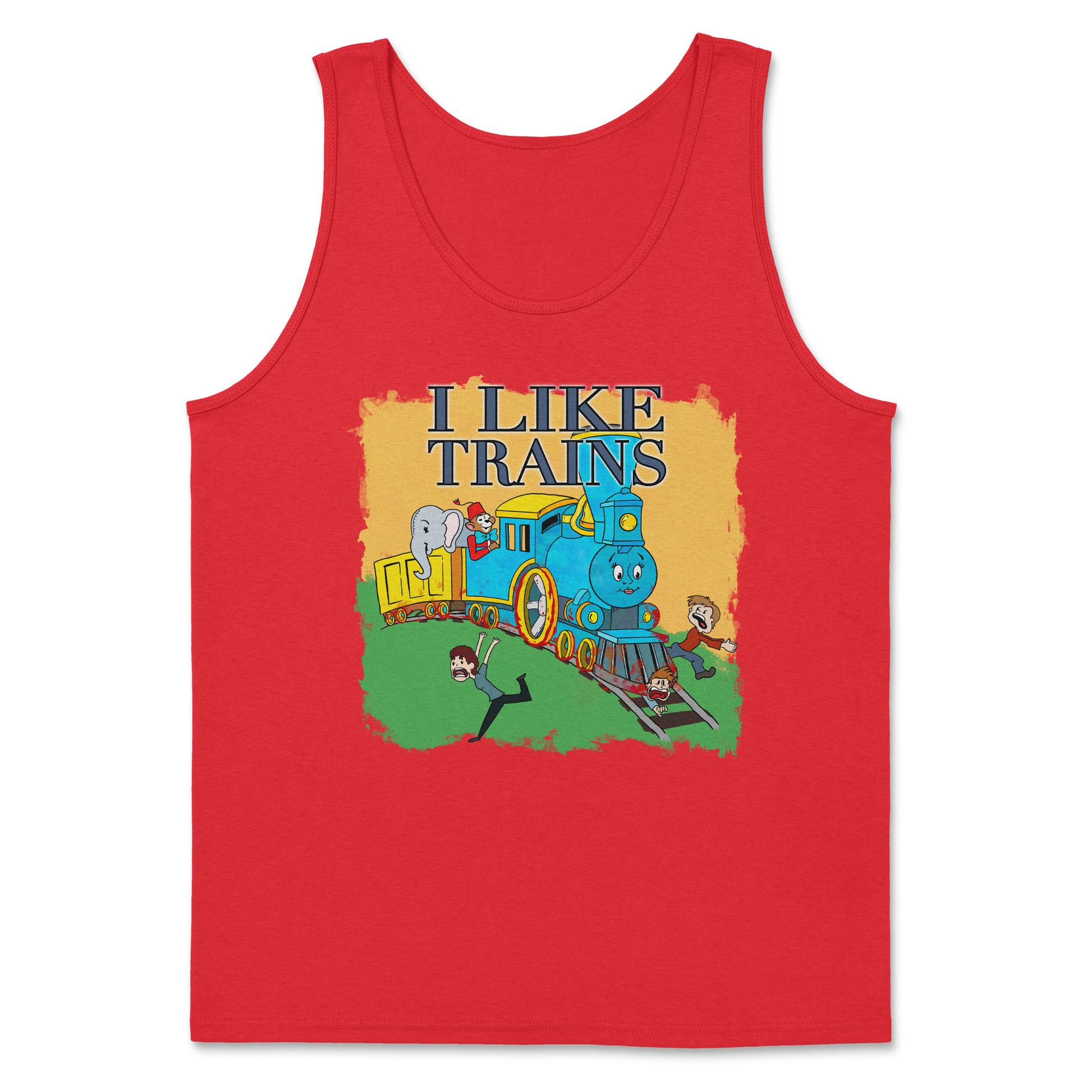 Heavy Blend Tank Top I Like Trains in Red