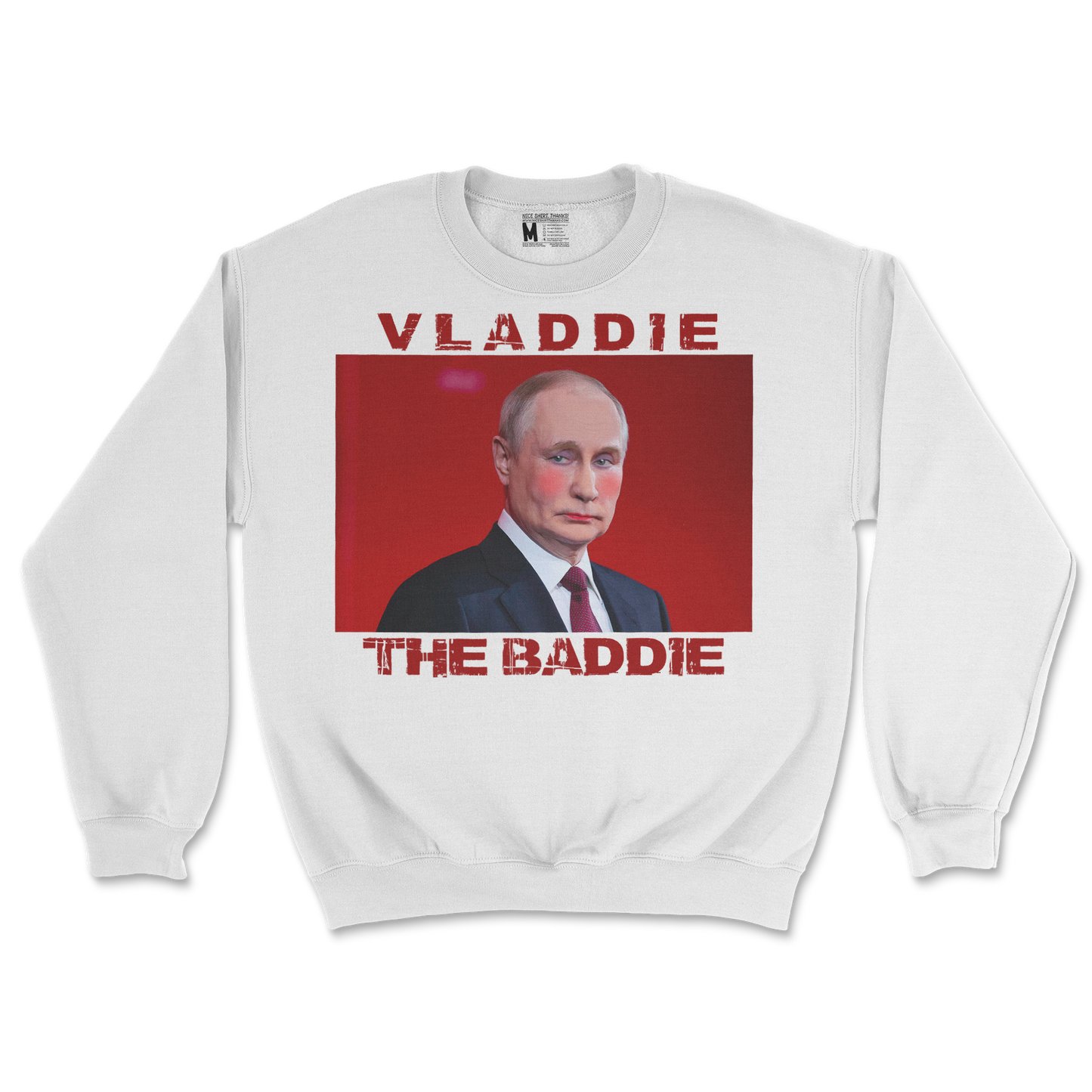 Gildan SoftStyle Crew Neck Vladdie The Baddie in White
