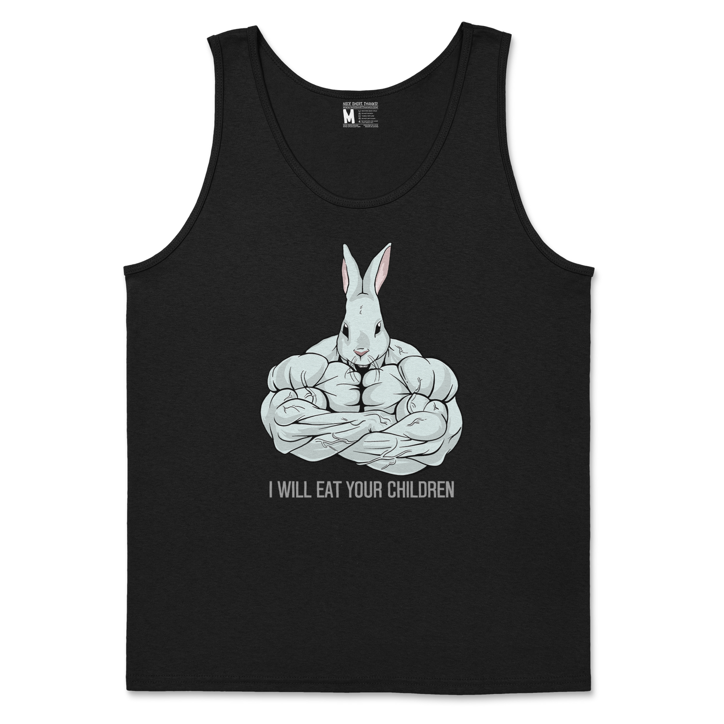 Gildan SoftStyle Tank Top Scary Rabbit in Black
