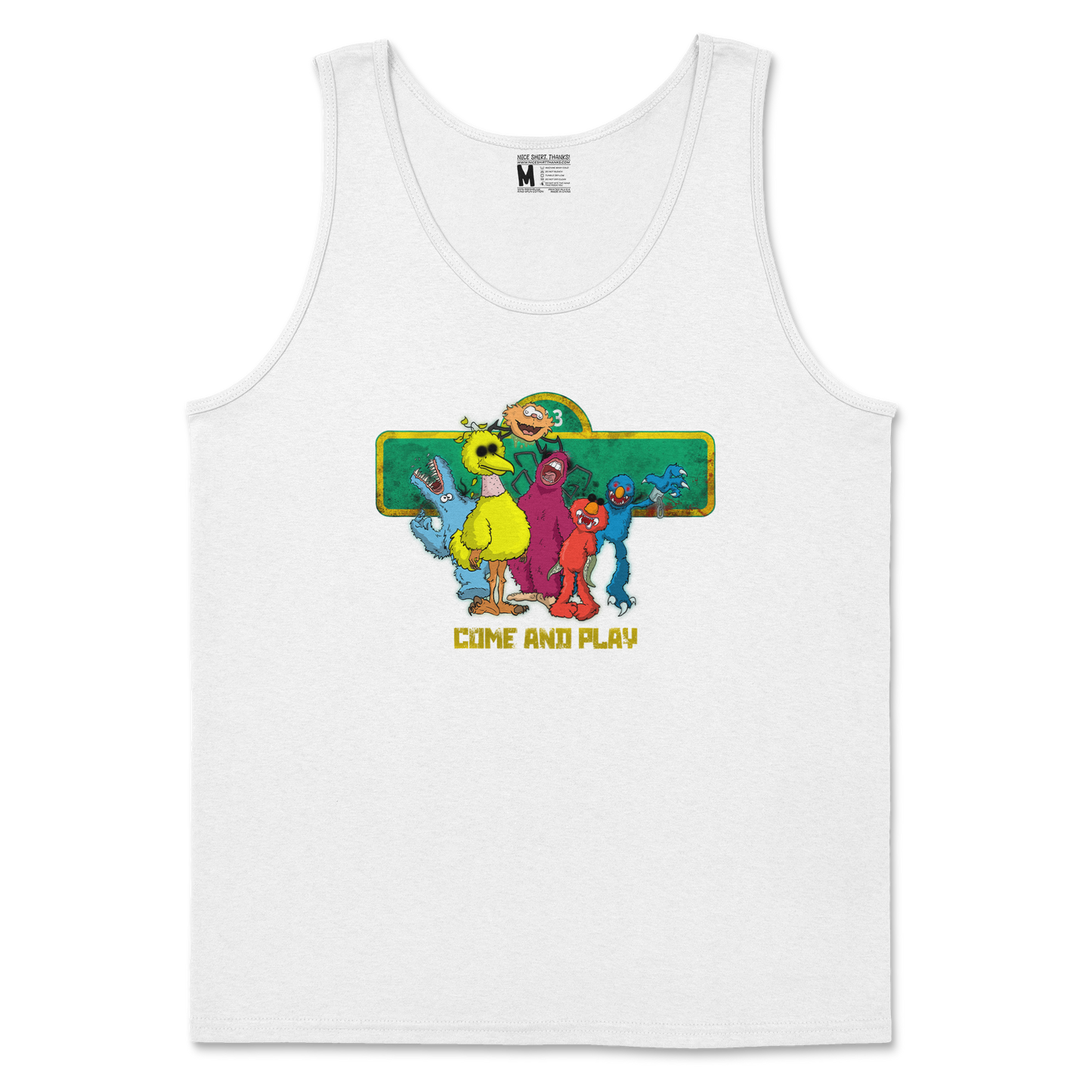 Gildan SoftStyle Tank Top Cursed Sesame Street in White