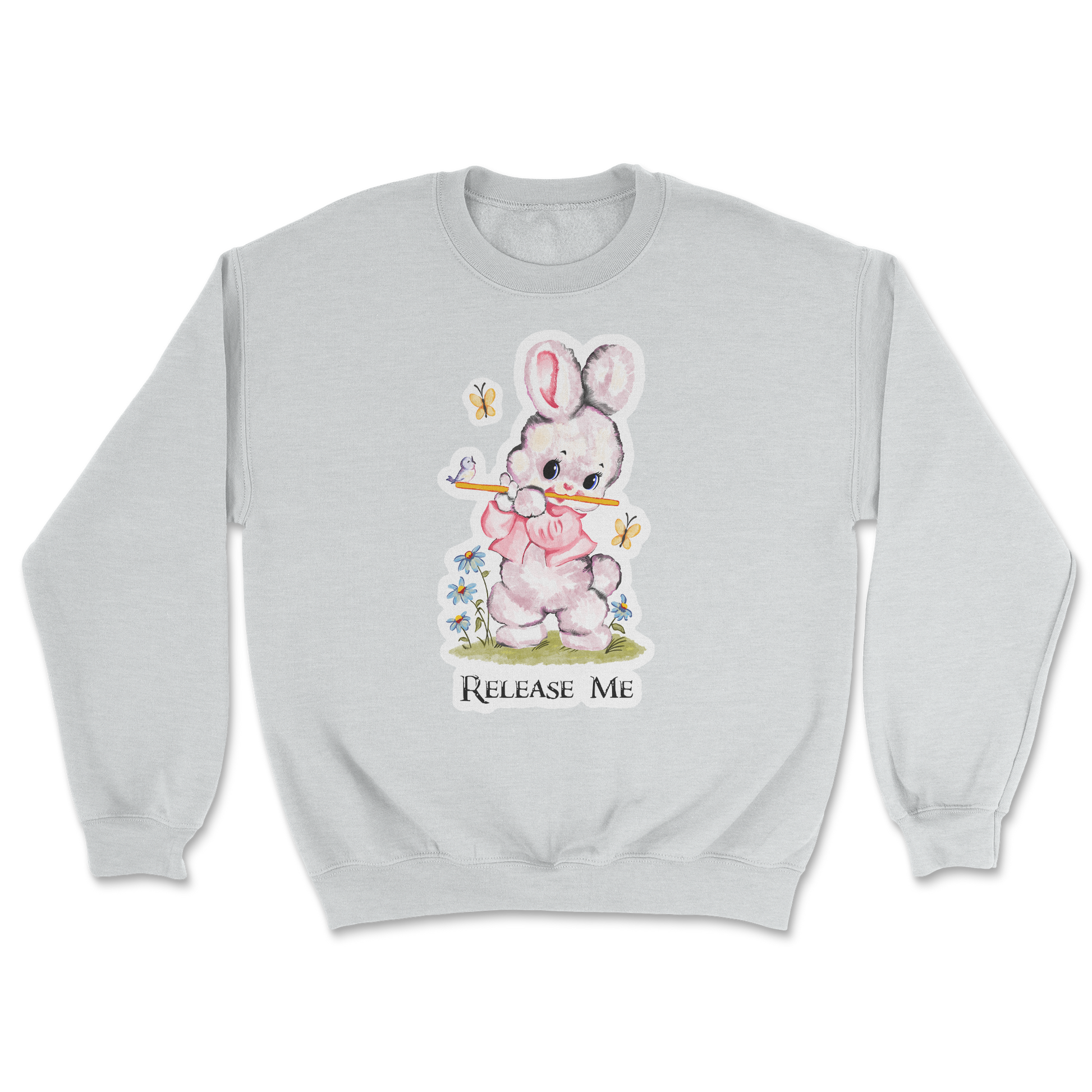 Heavy Blend Crew Neck Cute Bunny in Sports Grey