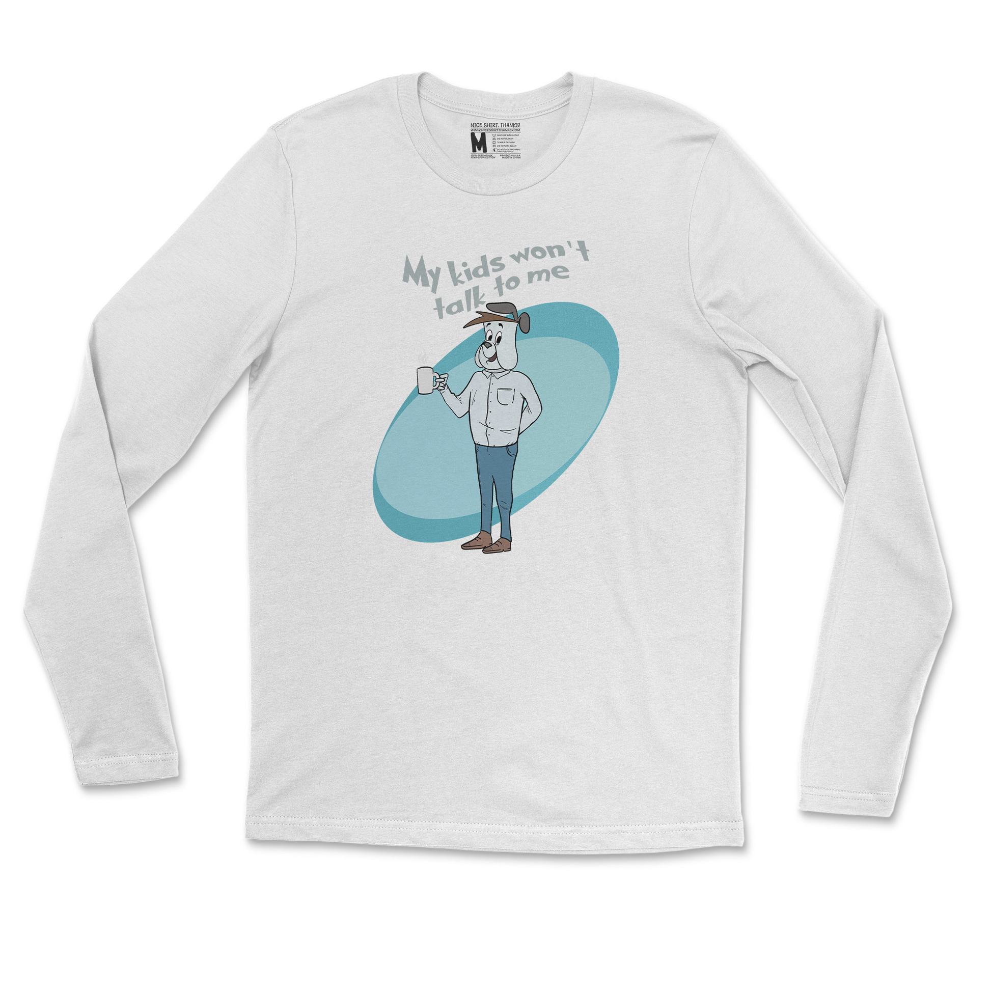 Gildan SoftStyle Long Sleeve My Kids Wont Talk To Me in White