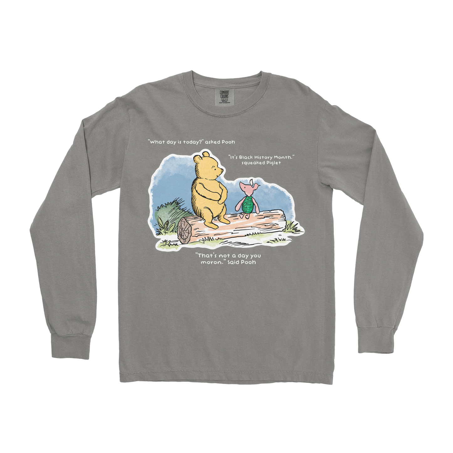 Comfort Colors Long Sleeve Winnie the Pooh in Grey