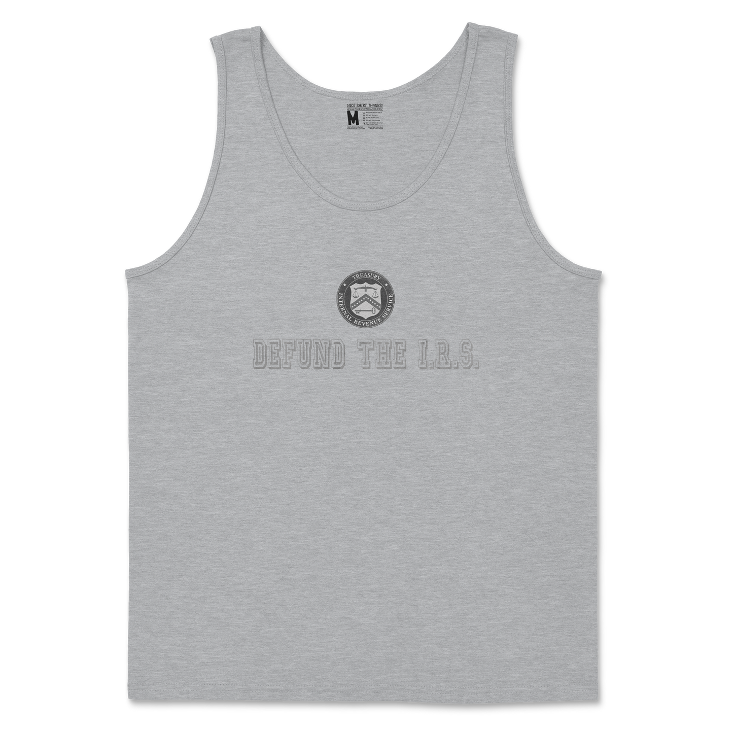 Gildan SoftStyle Tank Top Defund The I.R.S. in Sports Grey