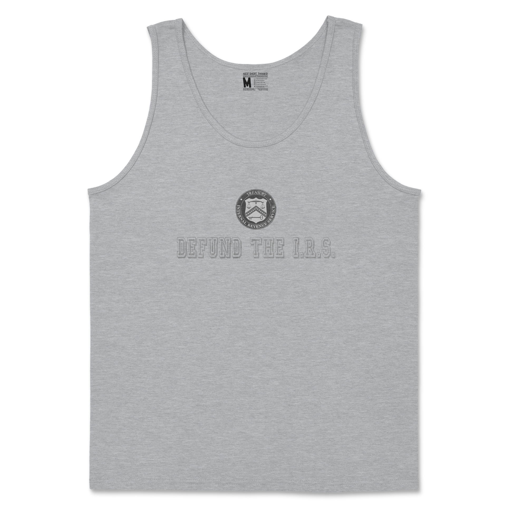 Gildan SoftStyle Tank Top Defund The I.R.S. in Sports Grey