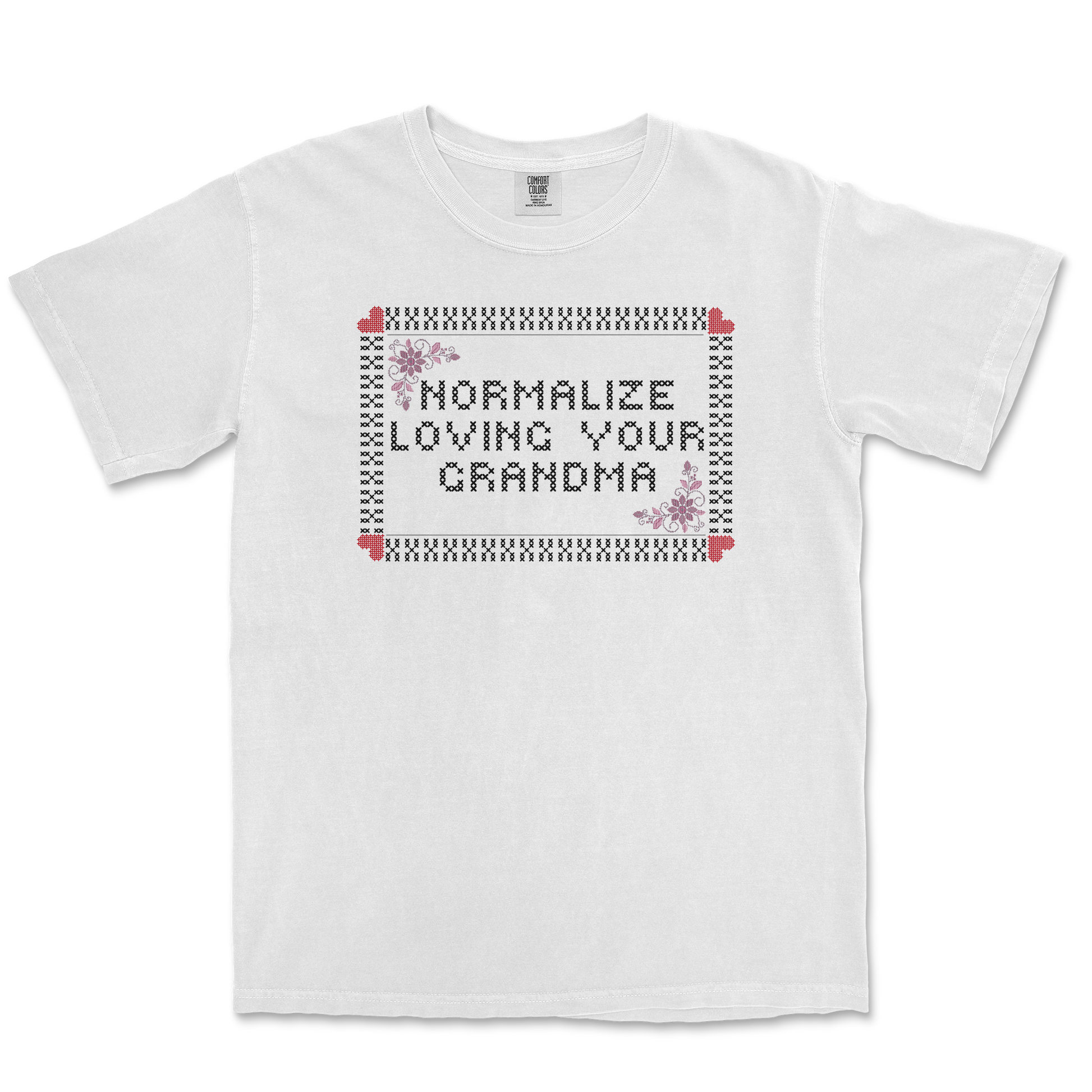 Comfort Colors T-Shirt Cross Stitch in White