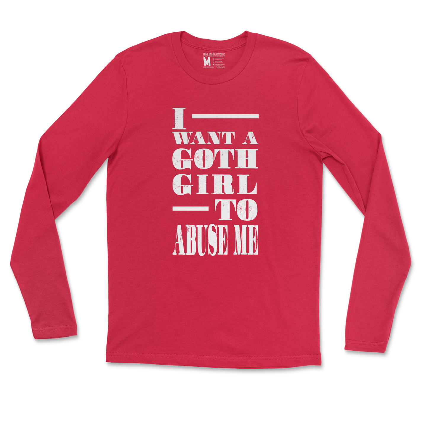 Gildan SoftStyle Long Sleeve I Want A Goth GF in Red