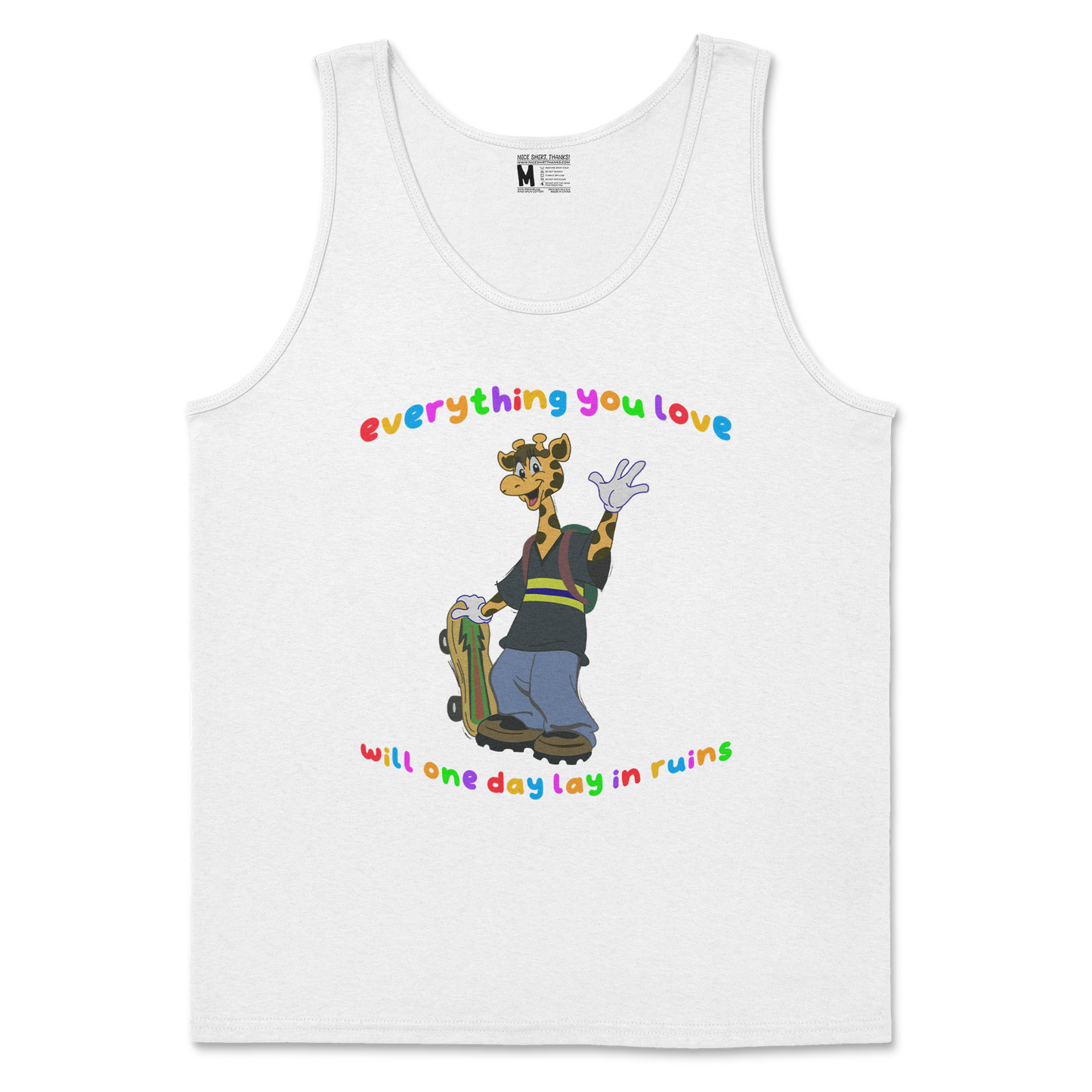 Gildan SoftStyle Tank Top Jerry the Giraffe in White