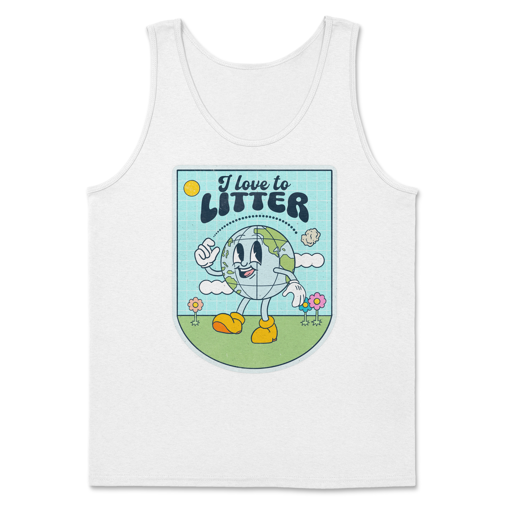 Heavy Blend Tank Top Earth Day in White