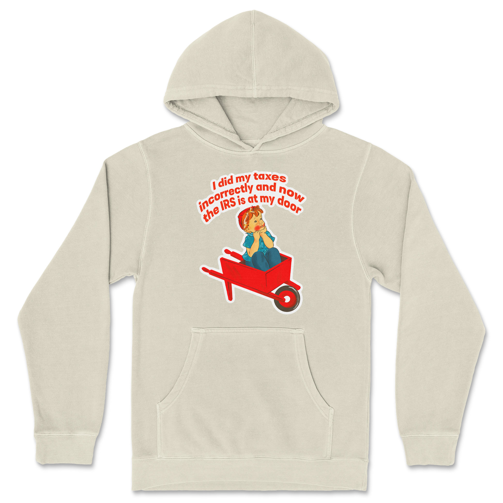 Independent Clothing Co. Hoodie Here Comes the IRS in Ivory