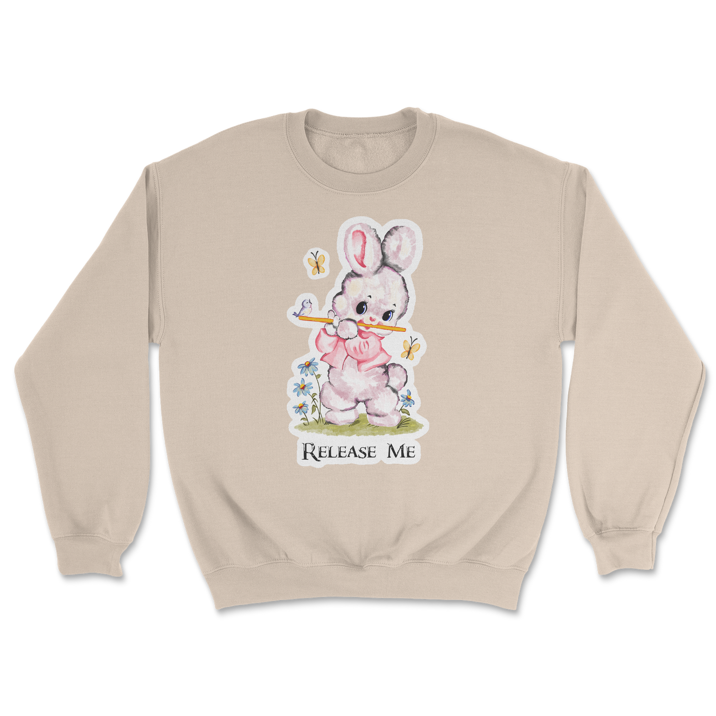 Heavy Blend Crew Neck Cute Bunny in Sand