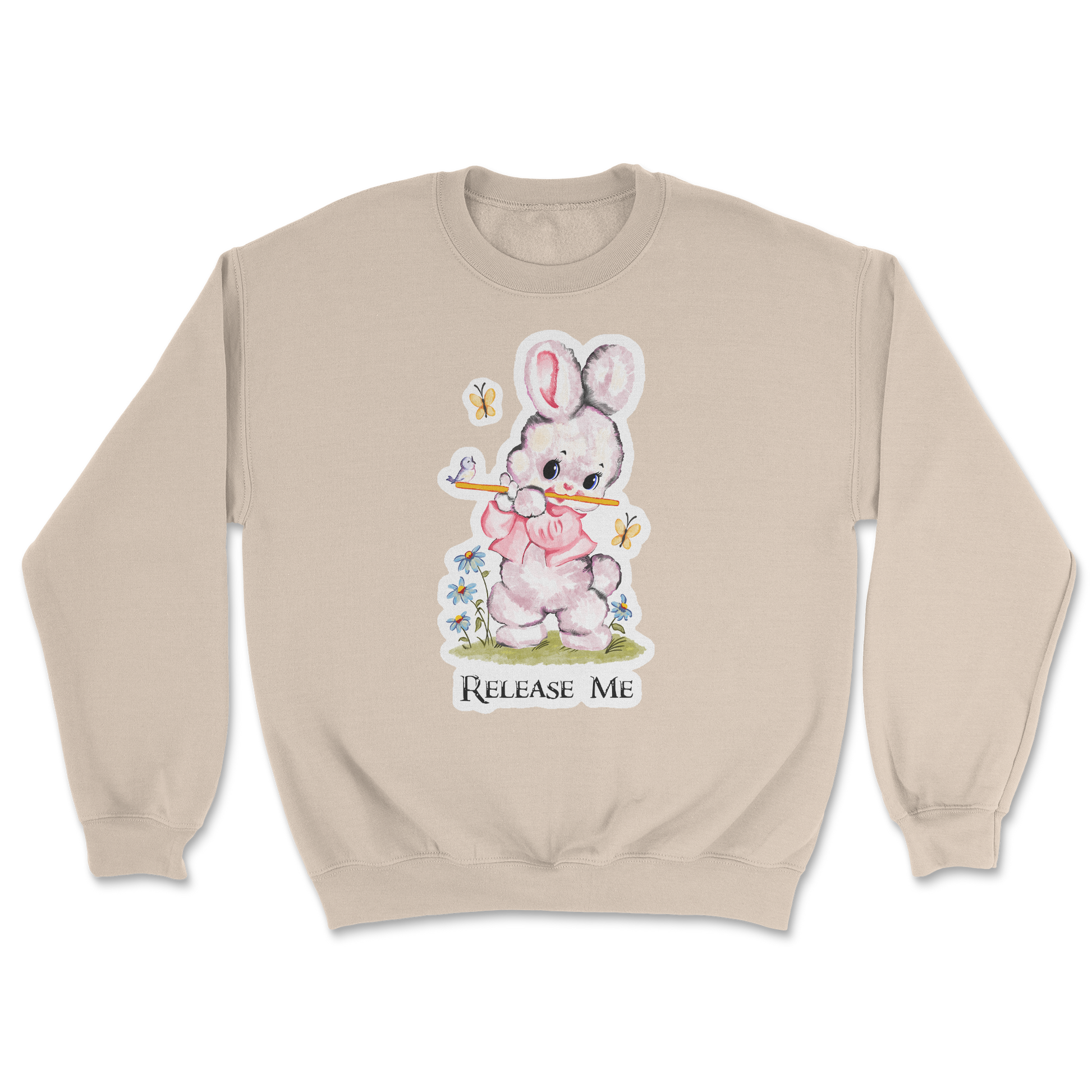 Heavy Blend Crew Neck Cute Bunny in Sand