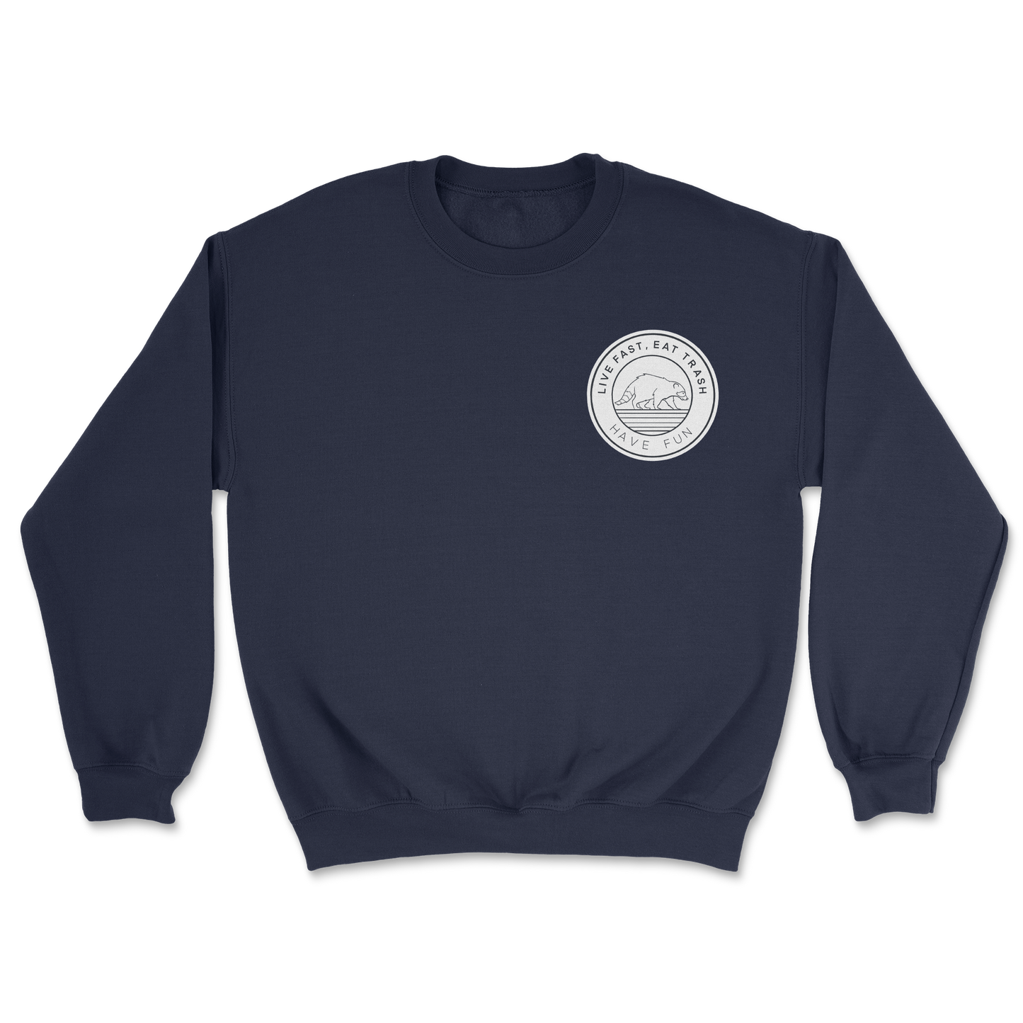 Heavy Blend Crew Neck Raccoon Logo in Navy